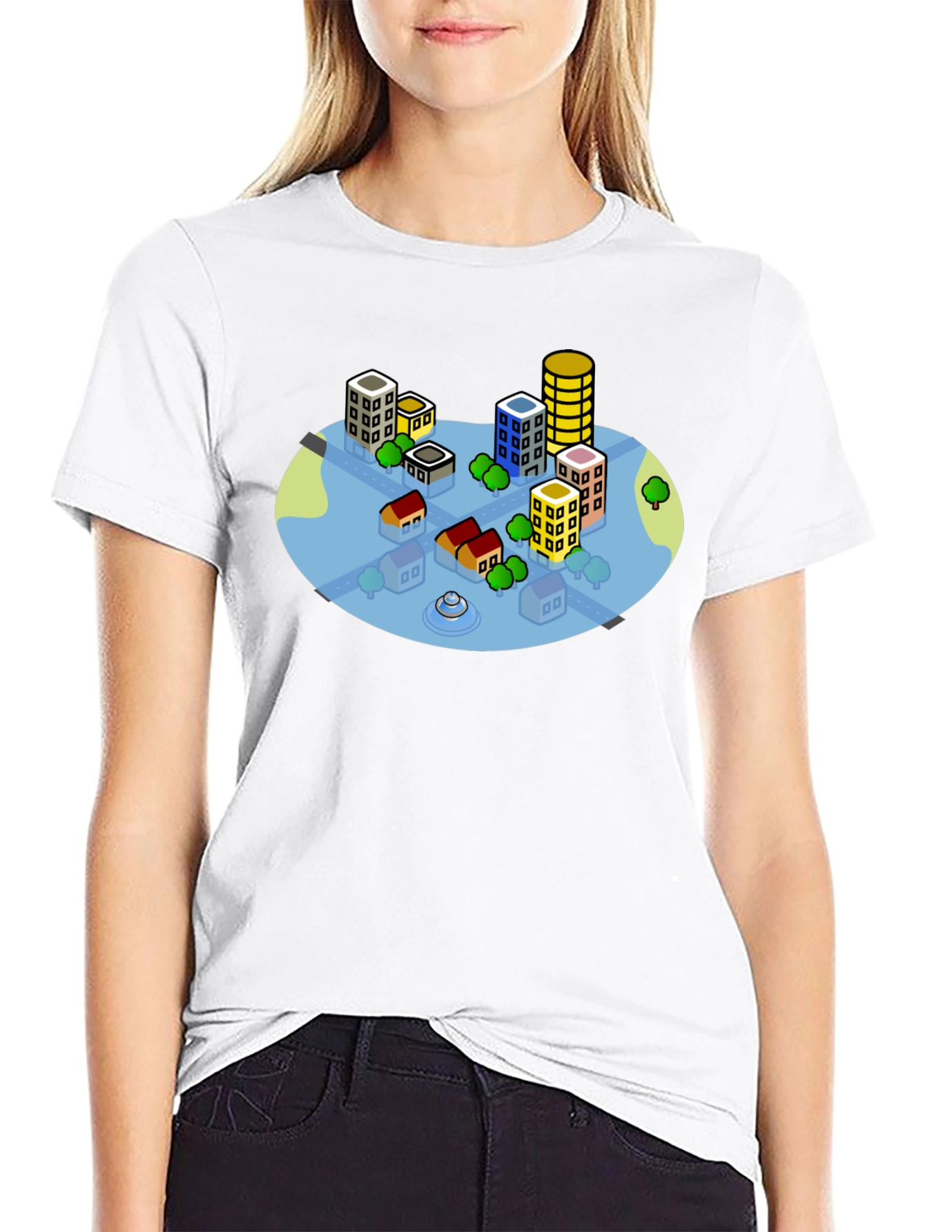 Cityscape Graphic Tee - Black Cotton T-Shirt