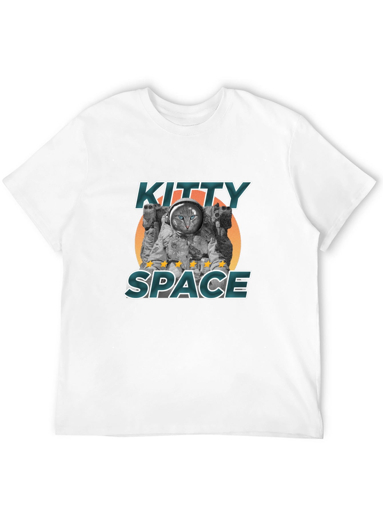 Kitty Space Black T-Shirt - Astronaut Cat Design