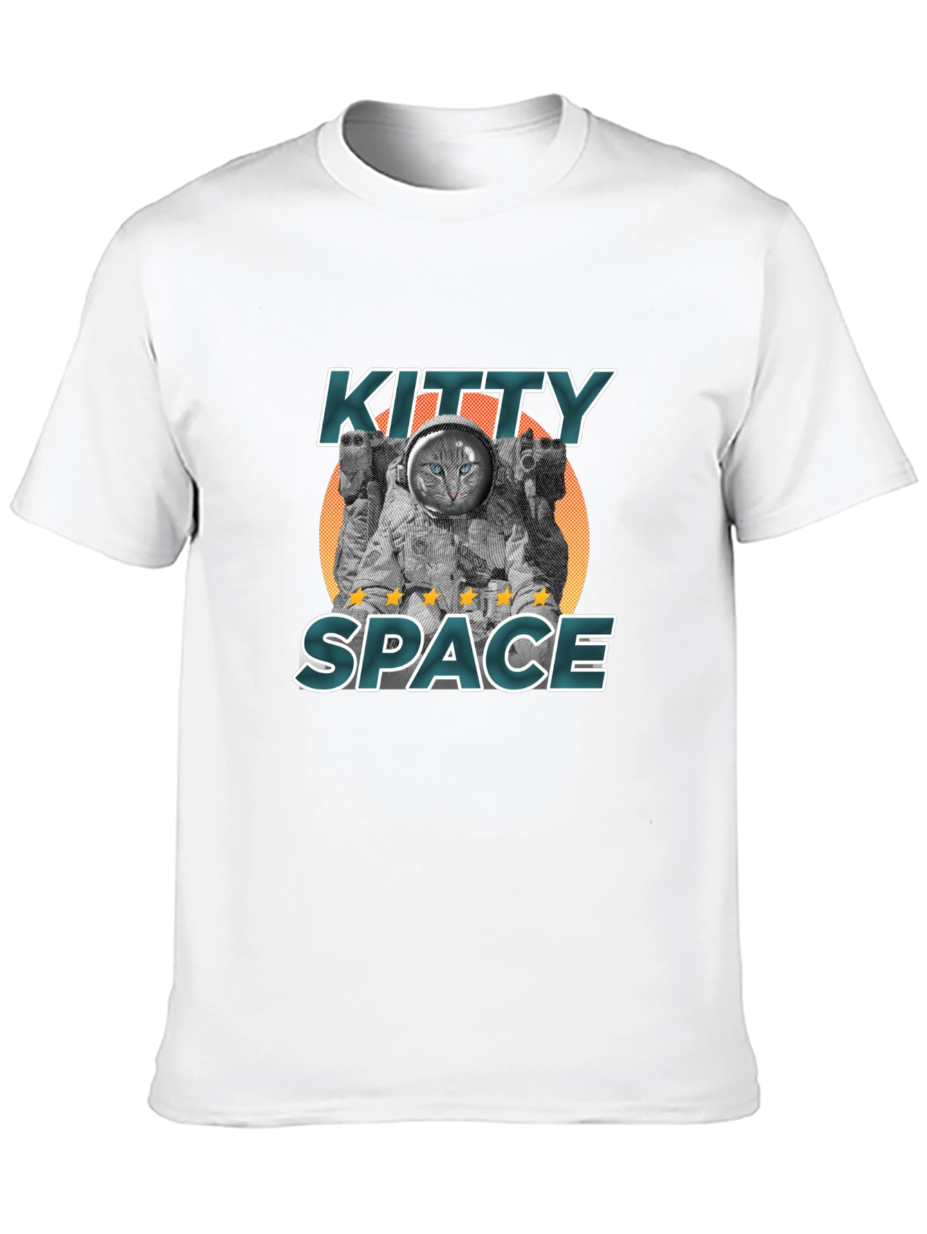 Kitty Space Black T-Shirt - Astronaut Cat Design