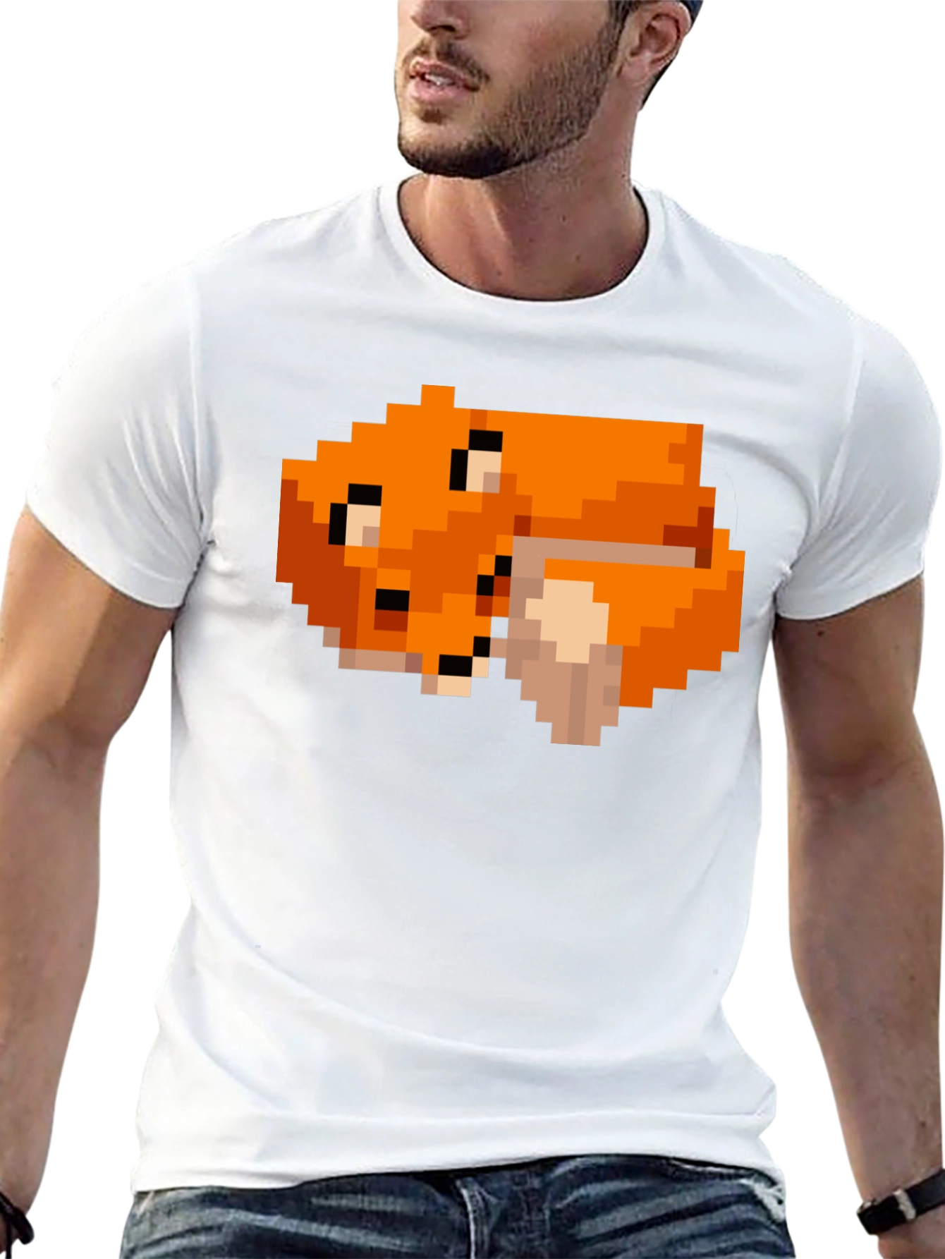 Pixel Art Fox Graphic Black Tee