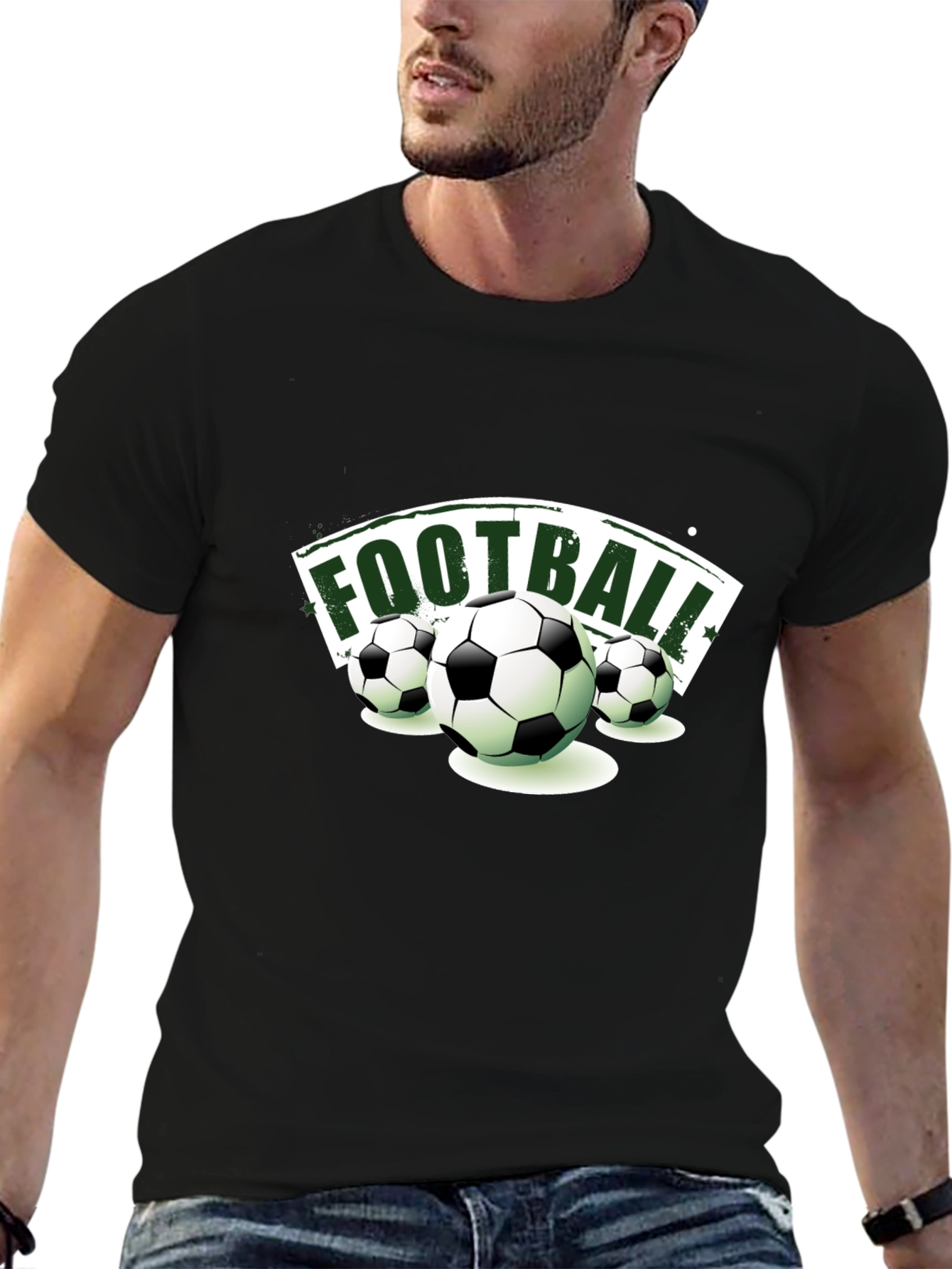 Football Graphic Tee | Sporty Black T-Shirt