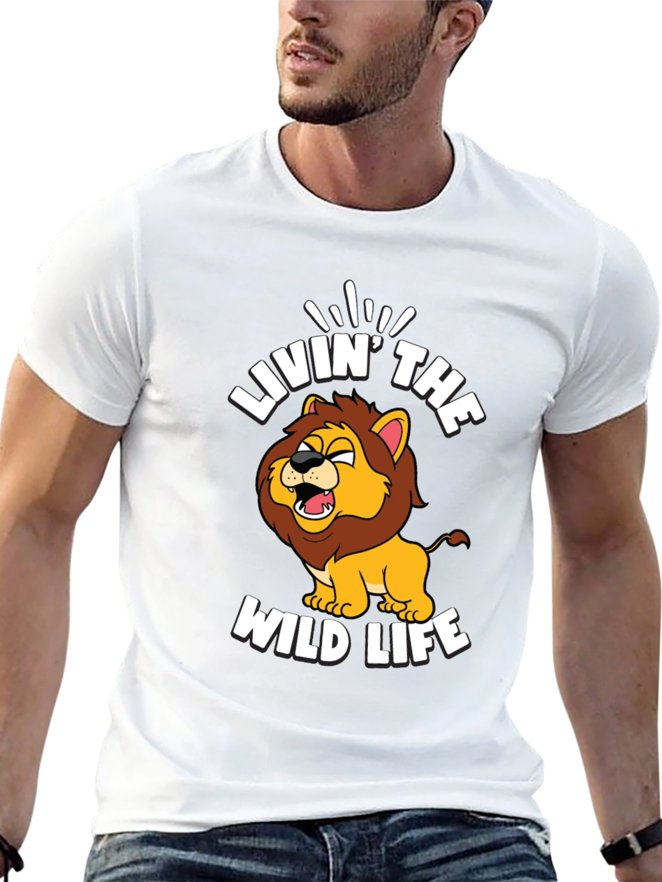 Livin the Wild Life Lion Graphic Tee - Black