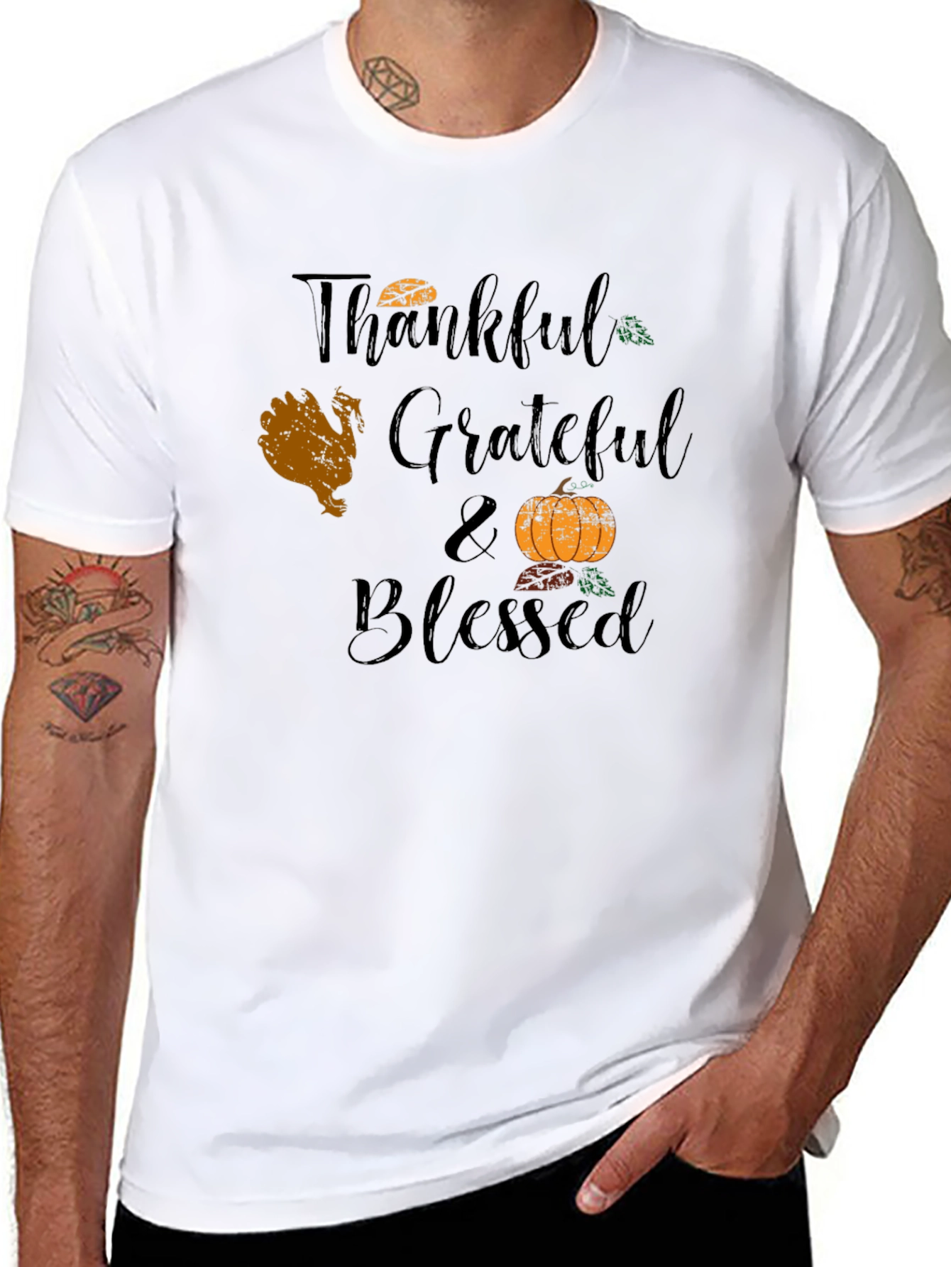 Thankful Grateful Blessed Thanksgiving T-Shirt
