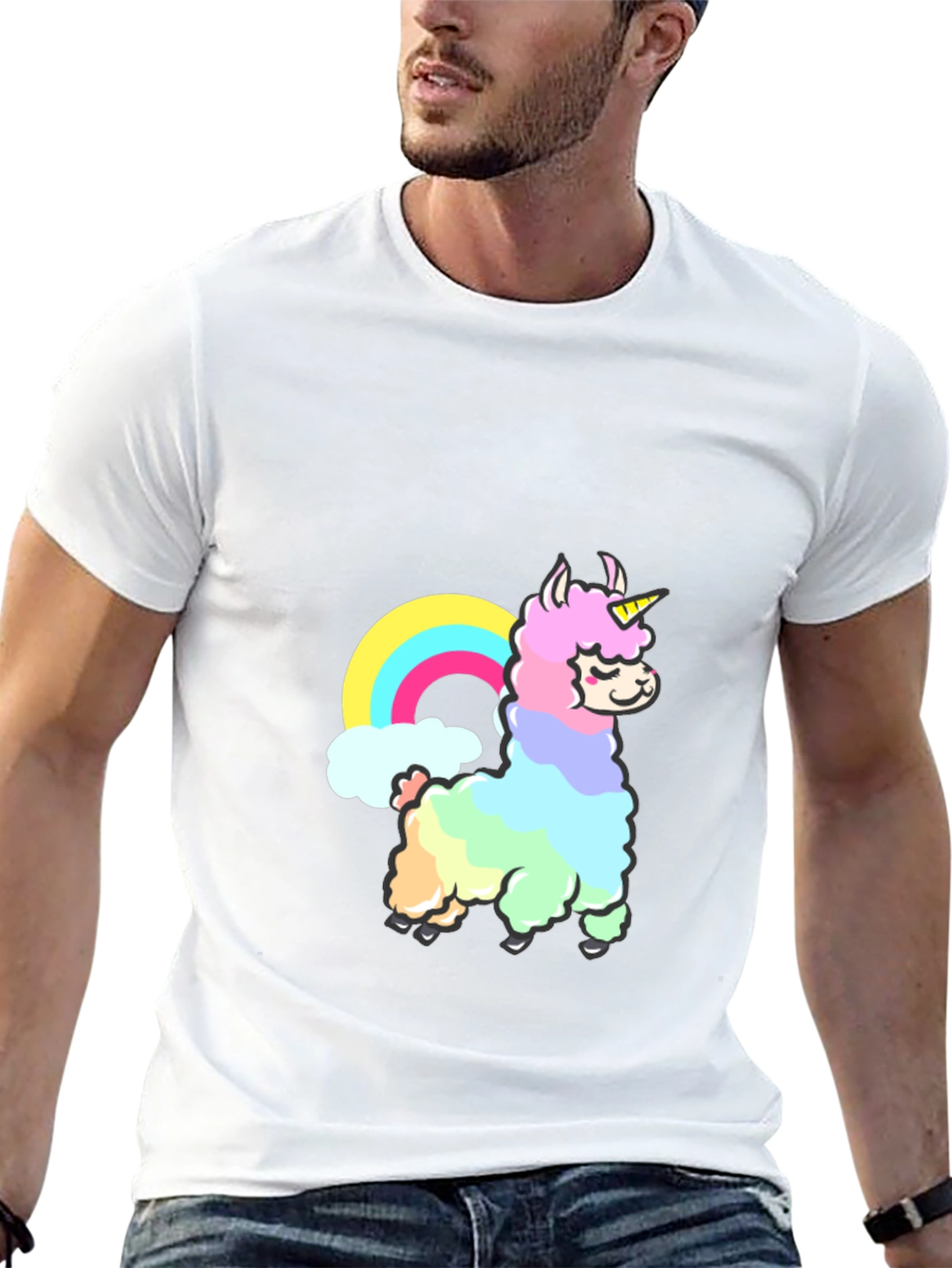 Rainbow Llama Unicorn Graphic T-Shirt