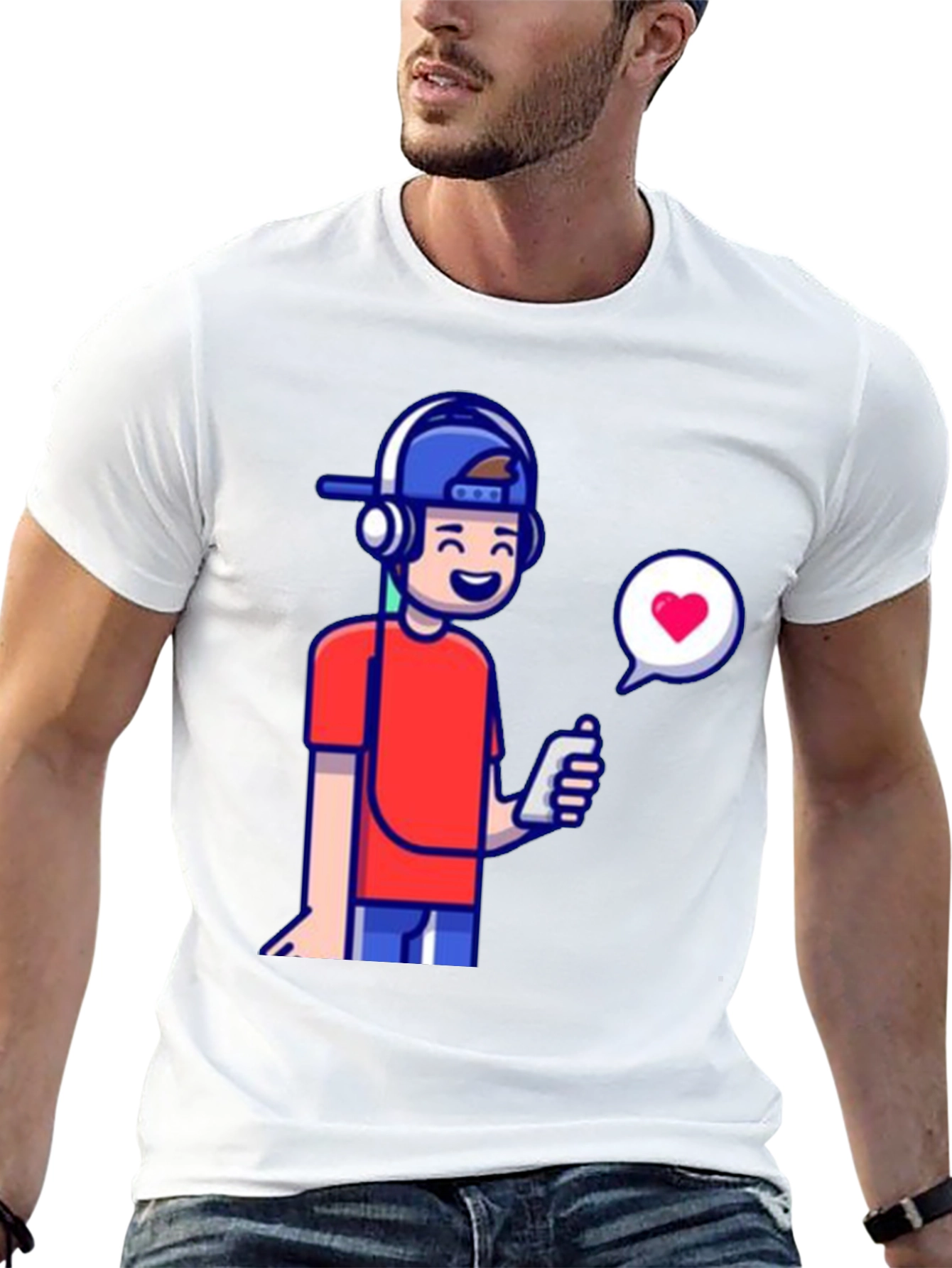 Cool Cartoon Boy Graphic Tee - Black