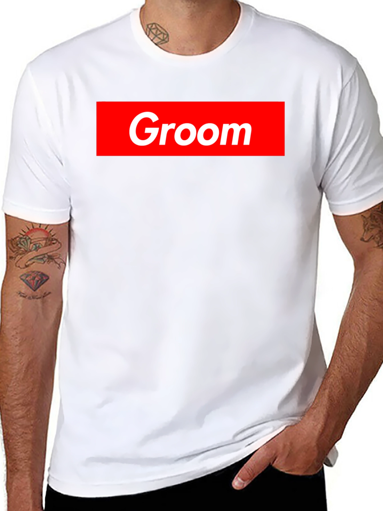 Groom Crew Tee - Bold Red Graphic
