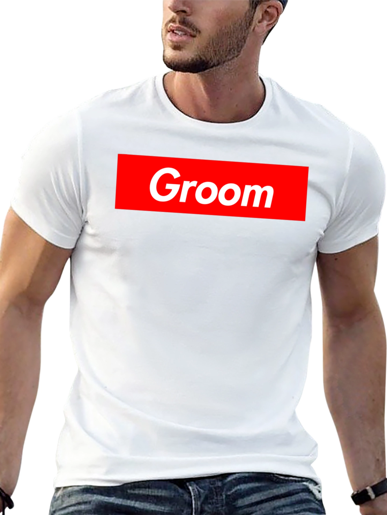 Groom Crew Tee - Bold Red Graphic