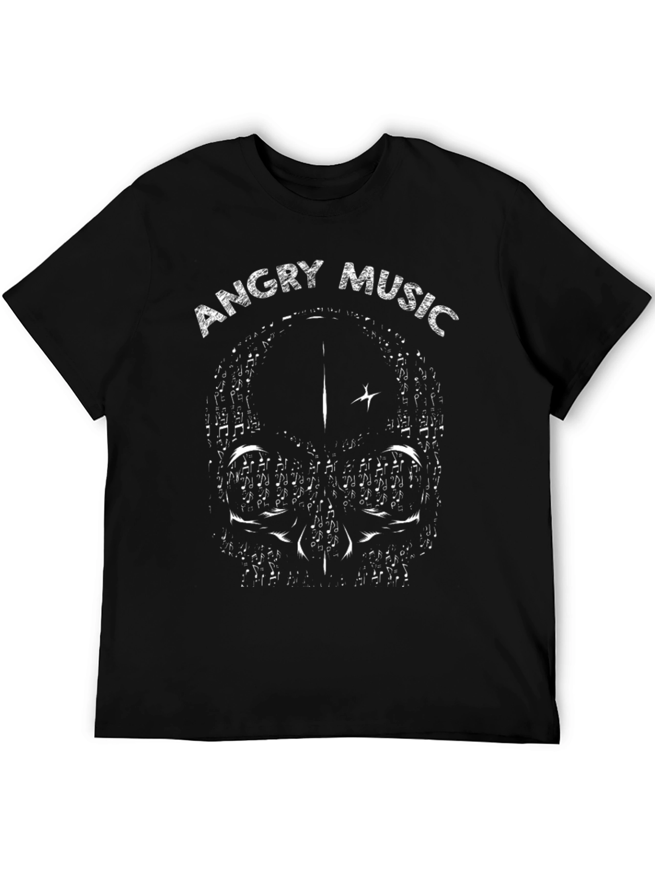 Angry Music Skull Graphic T-Shirt
