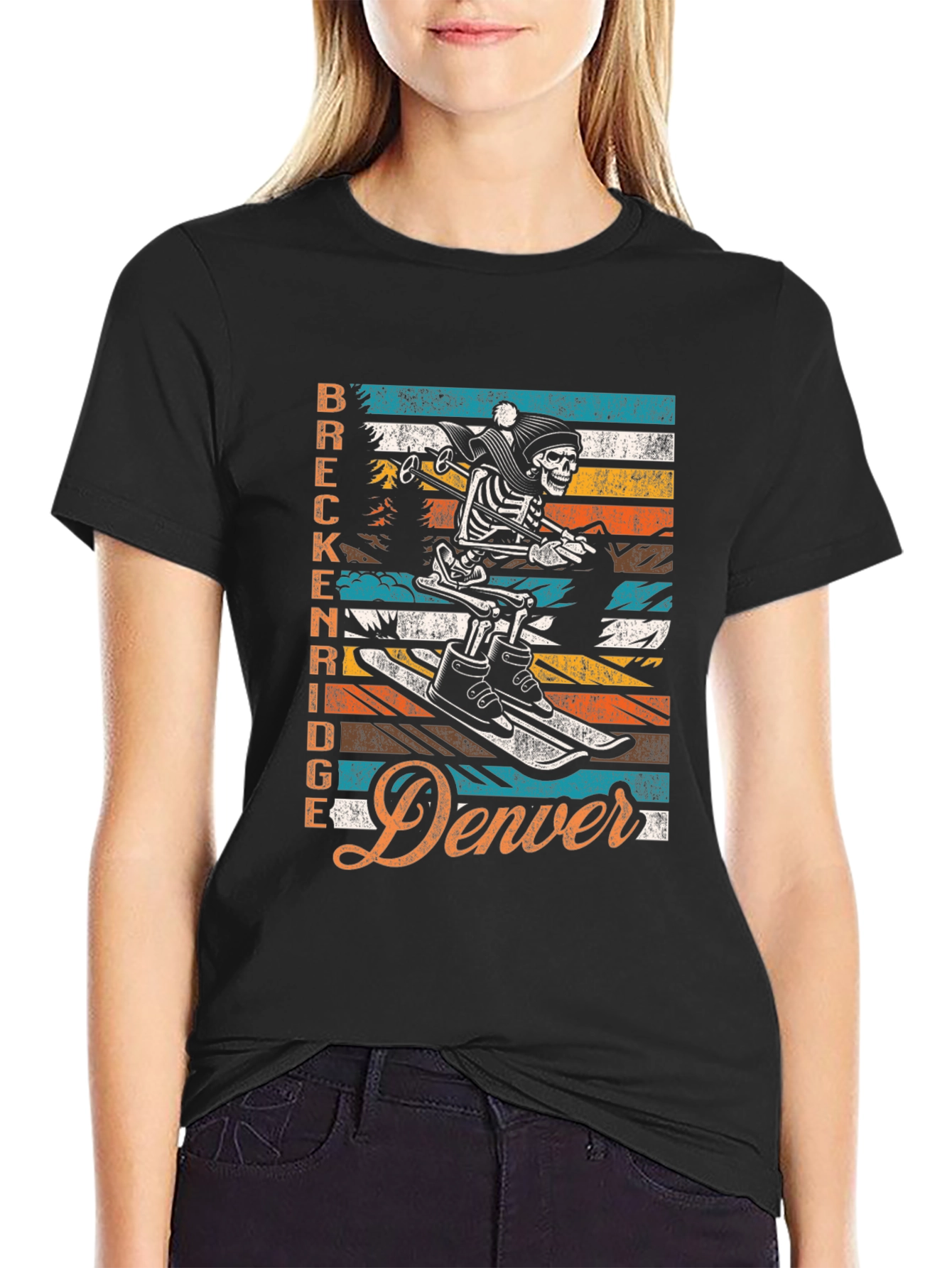 Breckenridge Denver Skeleton Ski T-Shirt