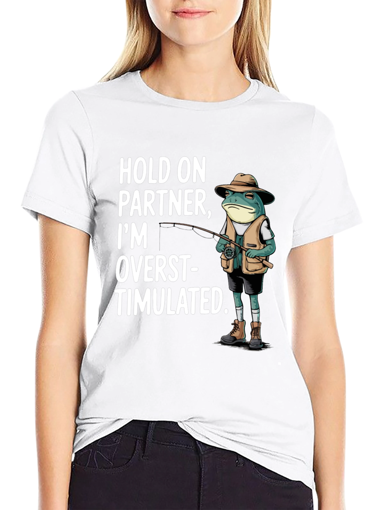 Funny Frog Fishing T-Shirt - Hold On Partner