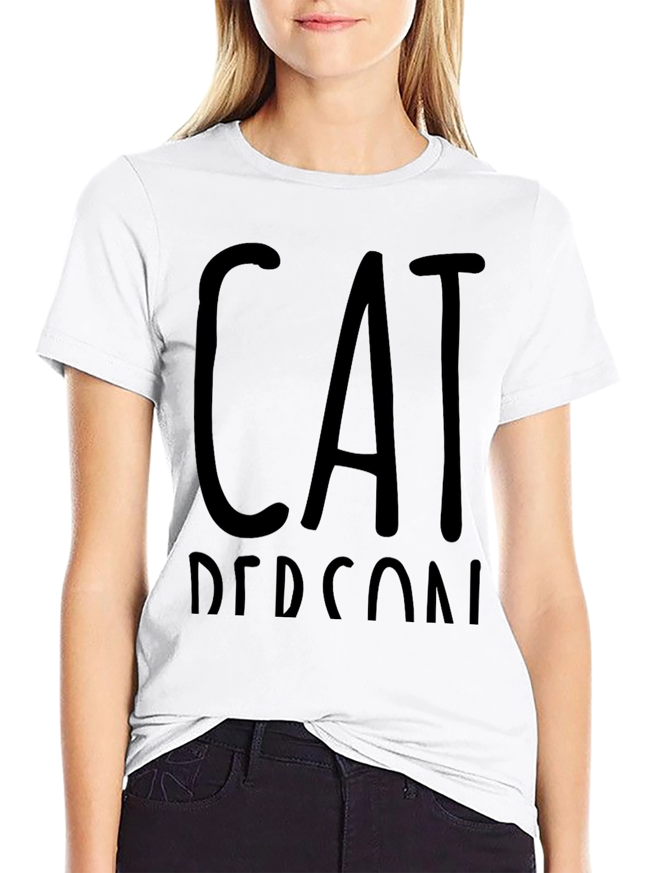 Cat Person Black T-Shirt