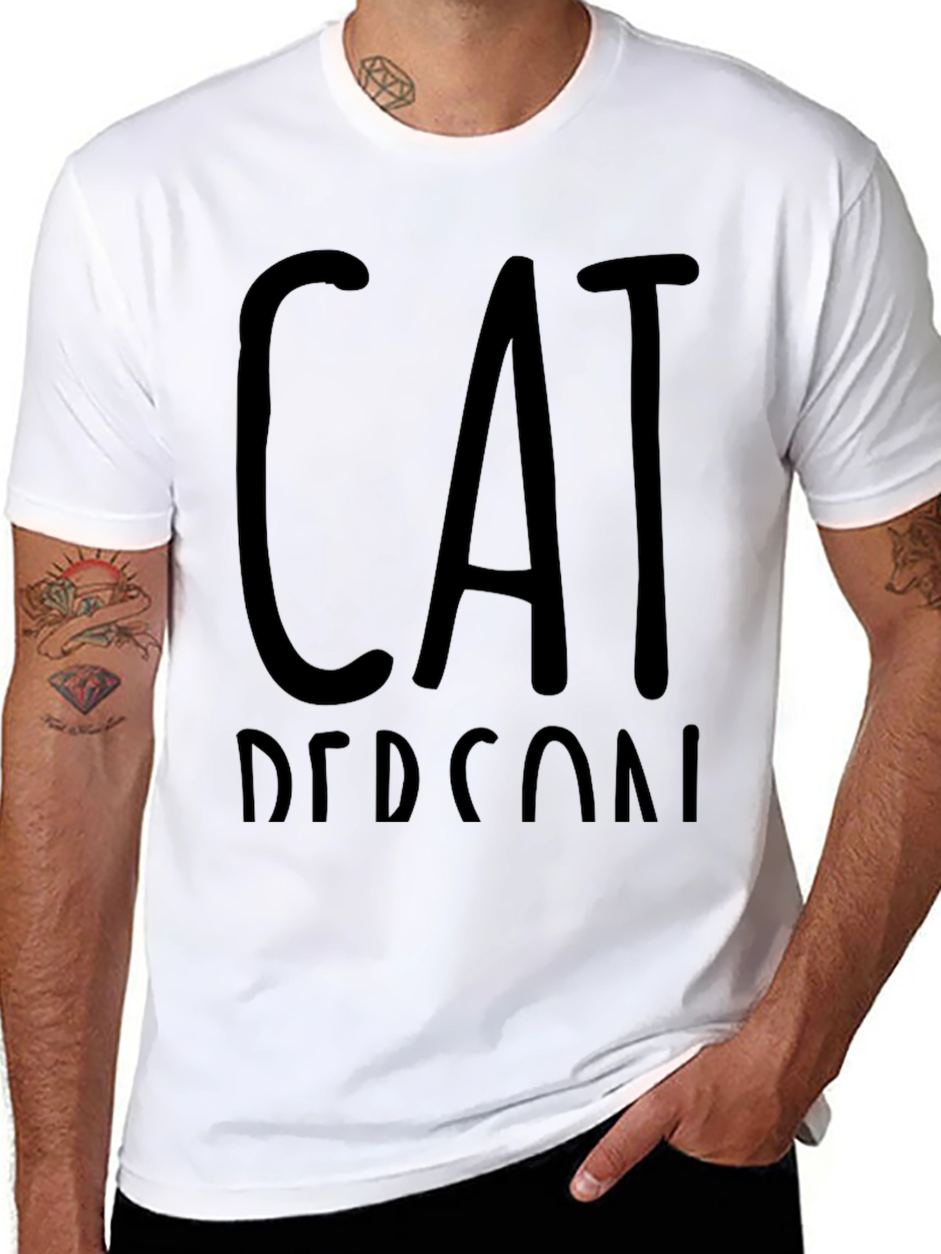 Cat Person Black T-Shirt