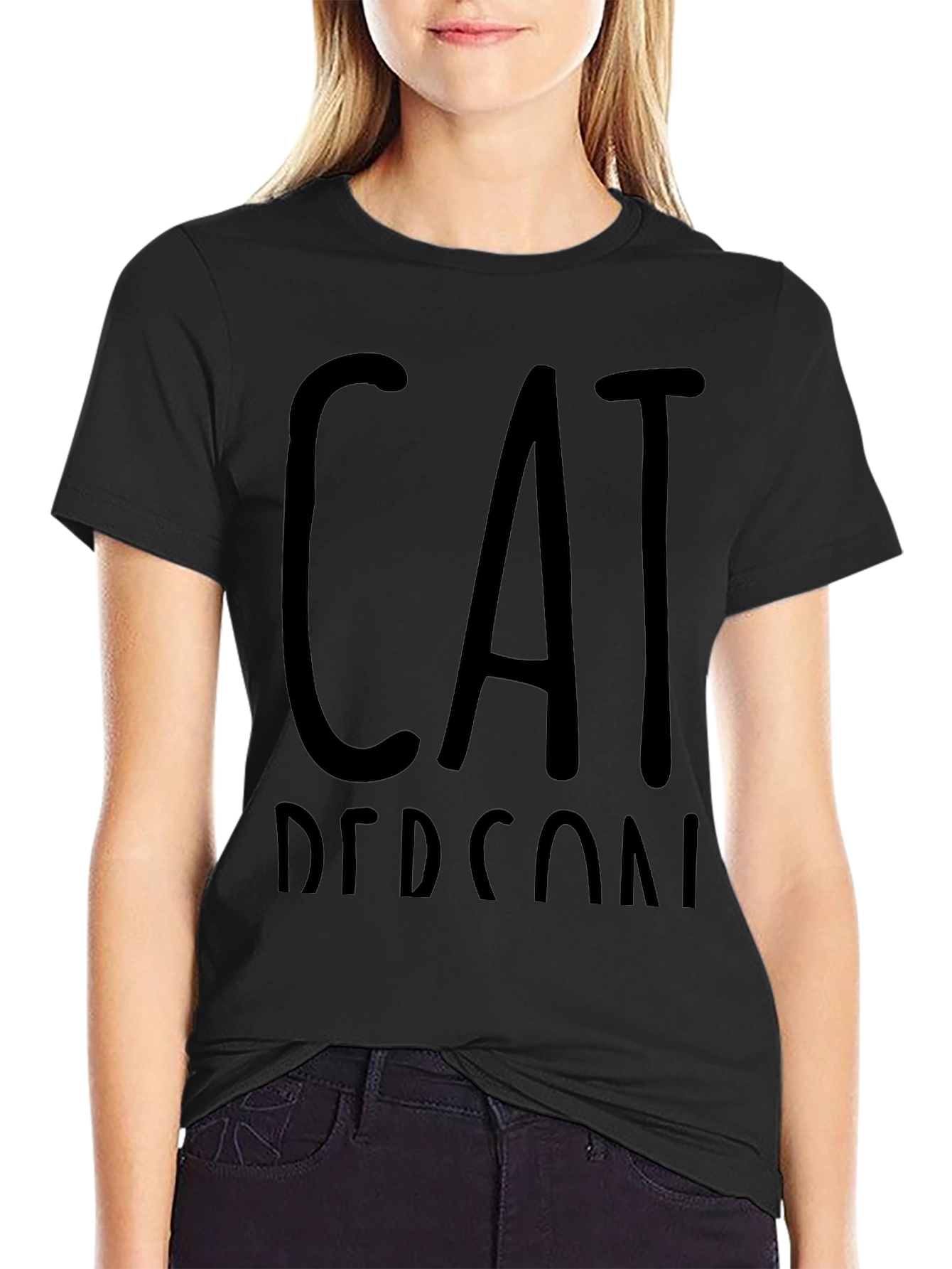 Cat Person Black T-Shirt