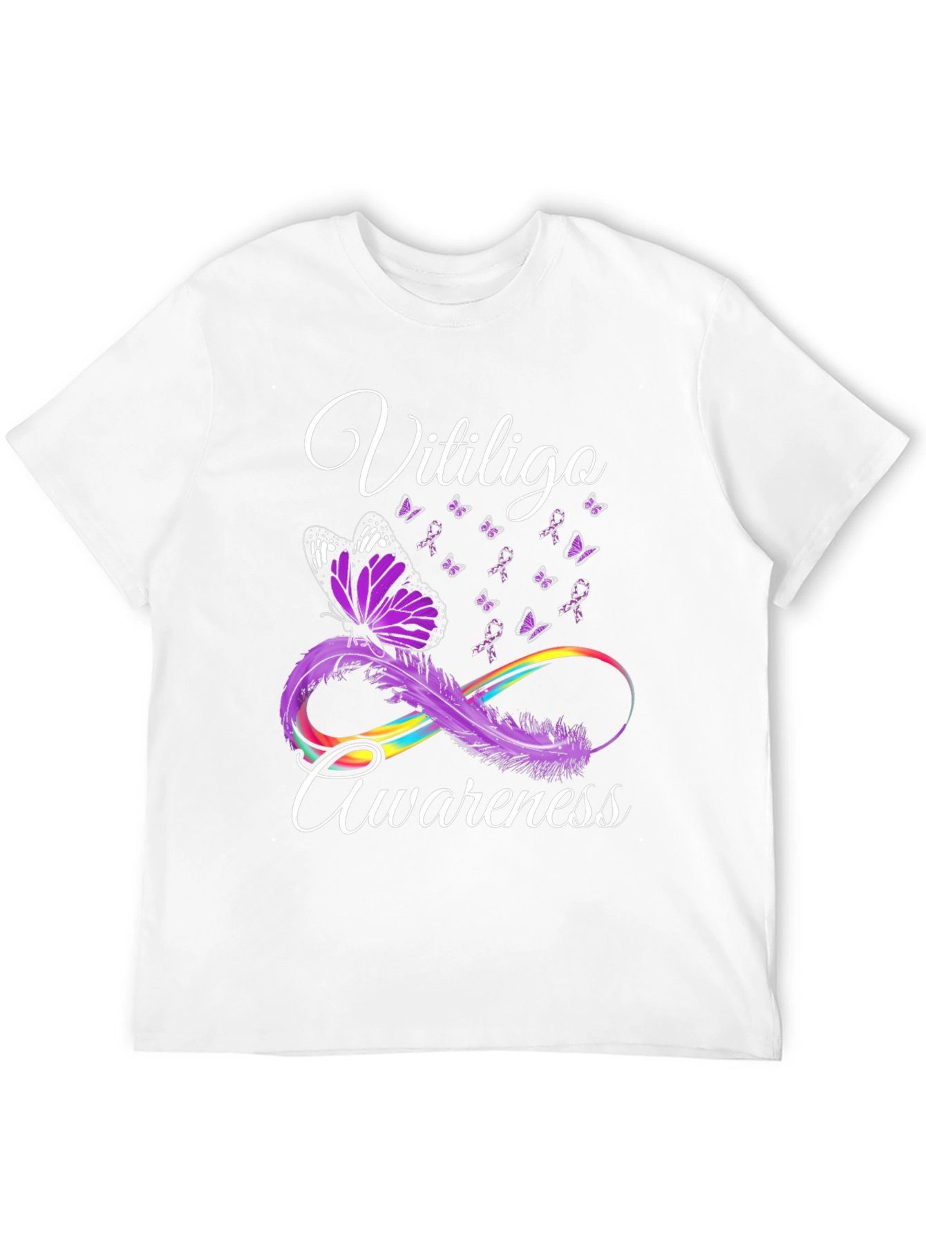 Vitiligo Awareness Butterfly Ribbon Graphic T-Shirt