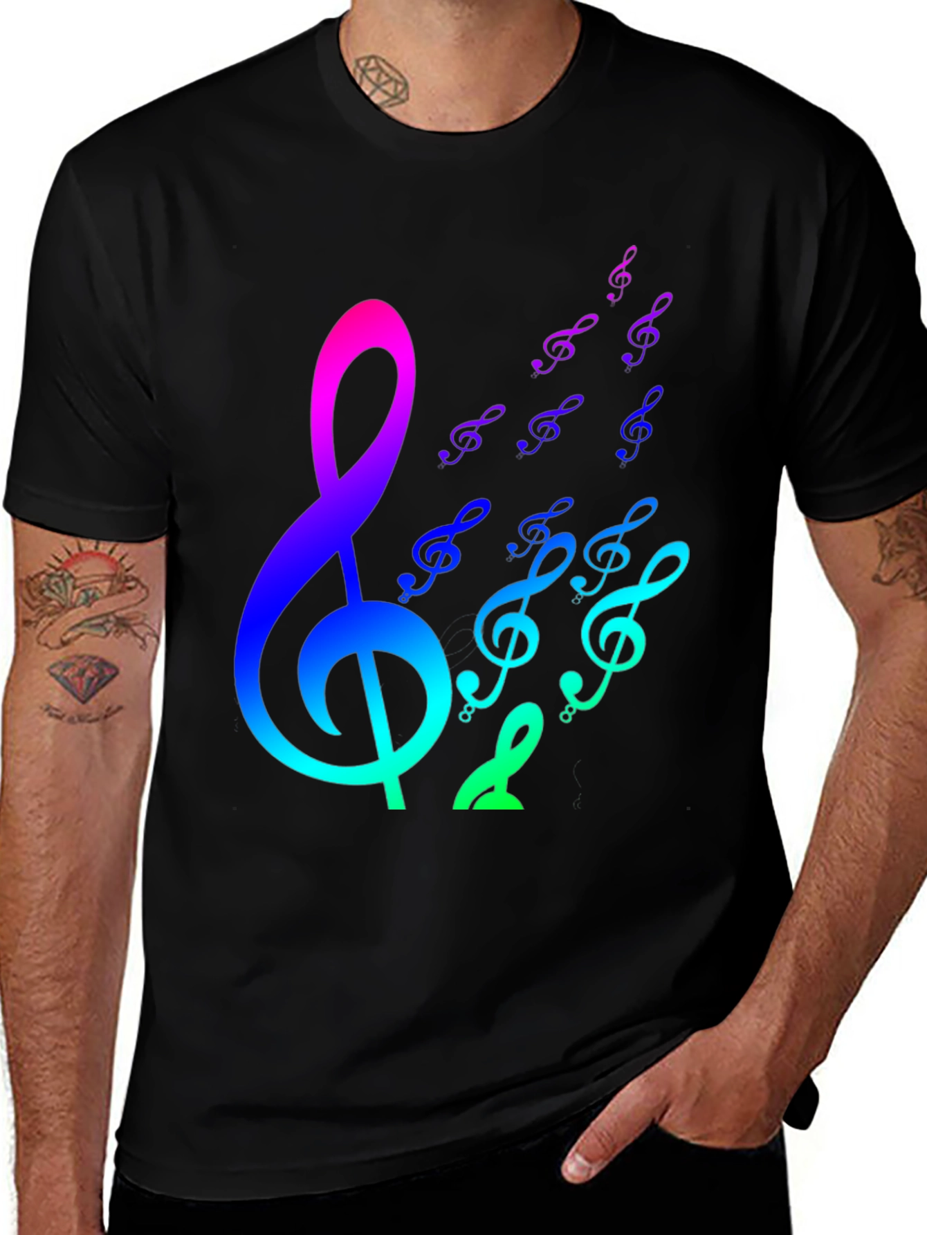Rainbow Music Notes Graphic Tee