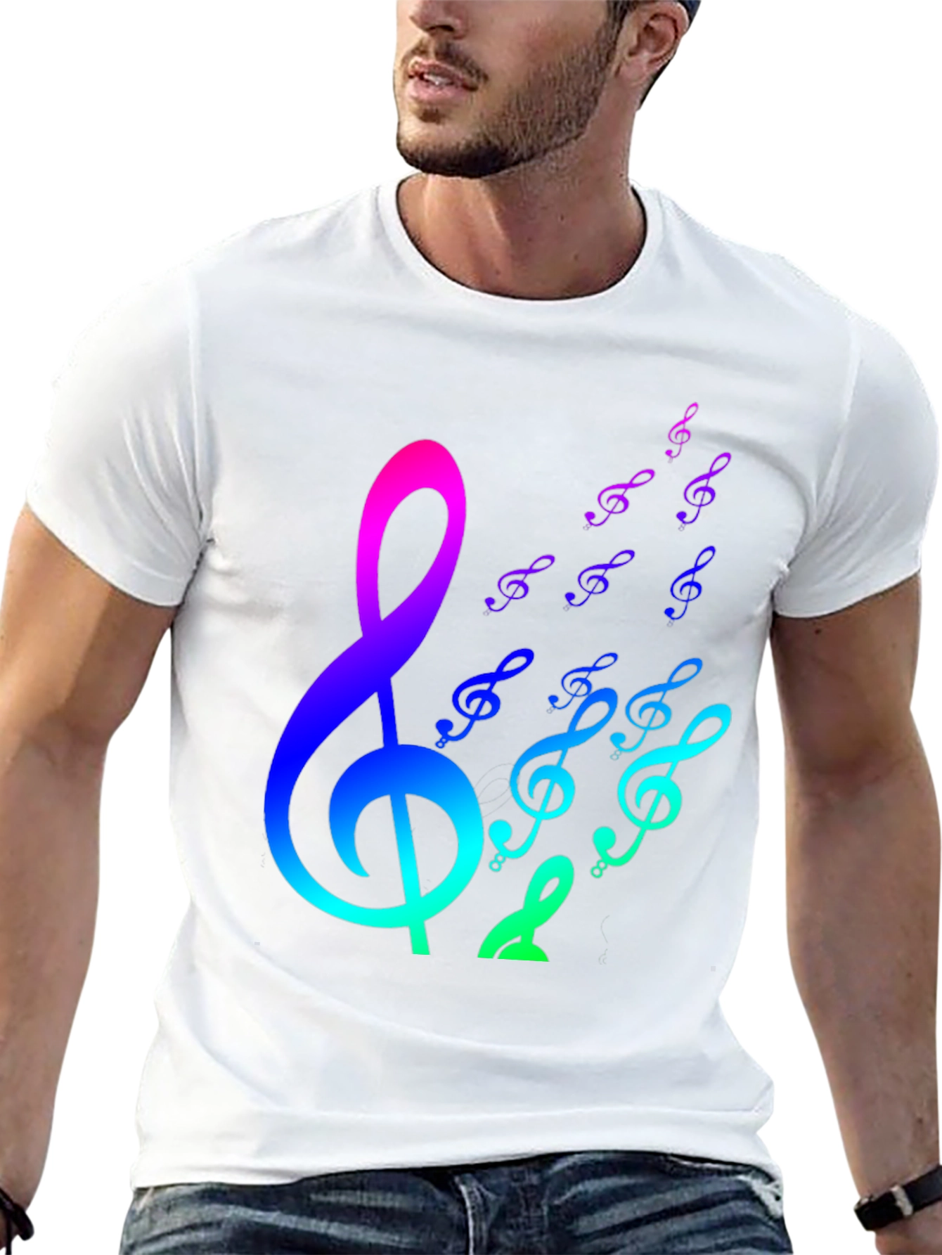 Rainbow Music Notes Graphic Tee