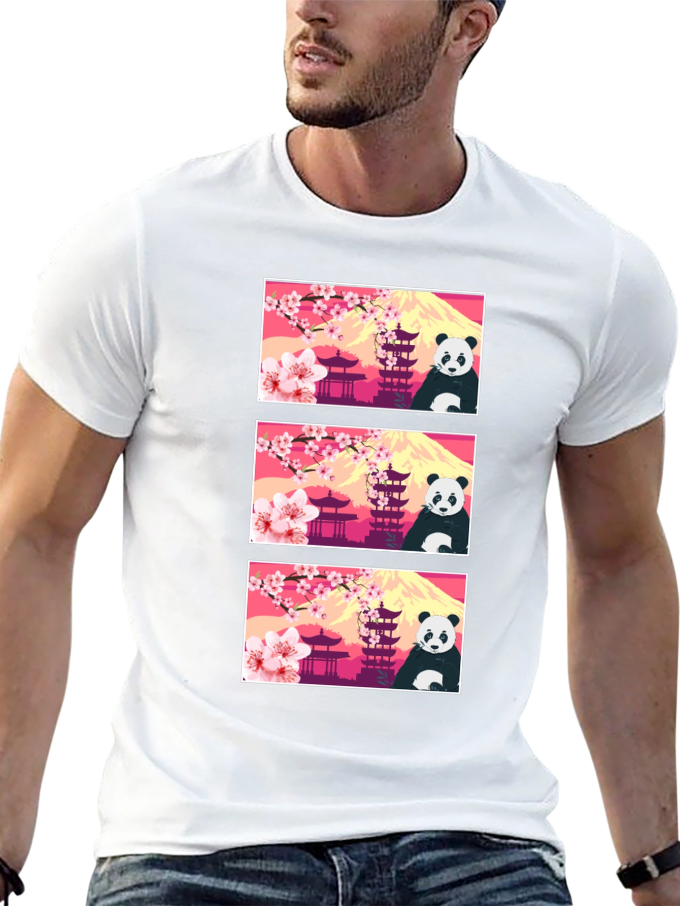 Panda & Japanese Landmark T-Shirt