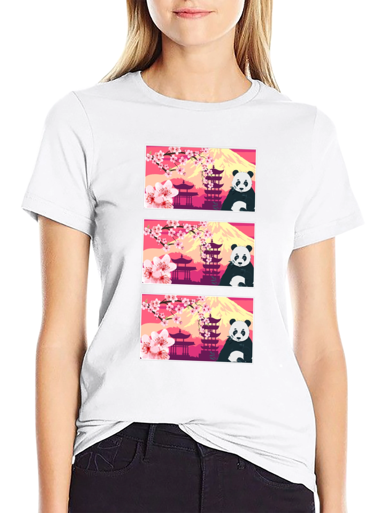 Panda & Japanese Landmark T-Shirt