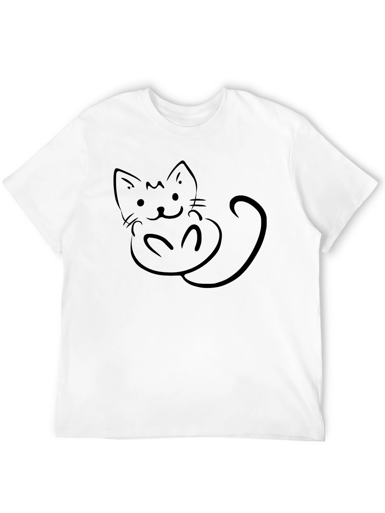 Cute Cat Graphic Black T-Shirt