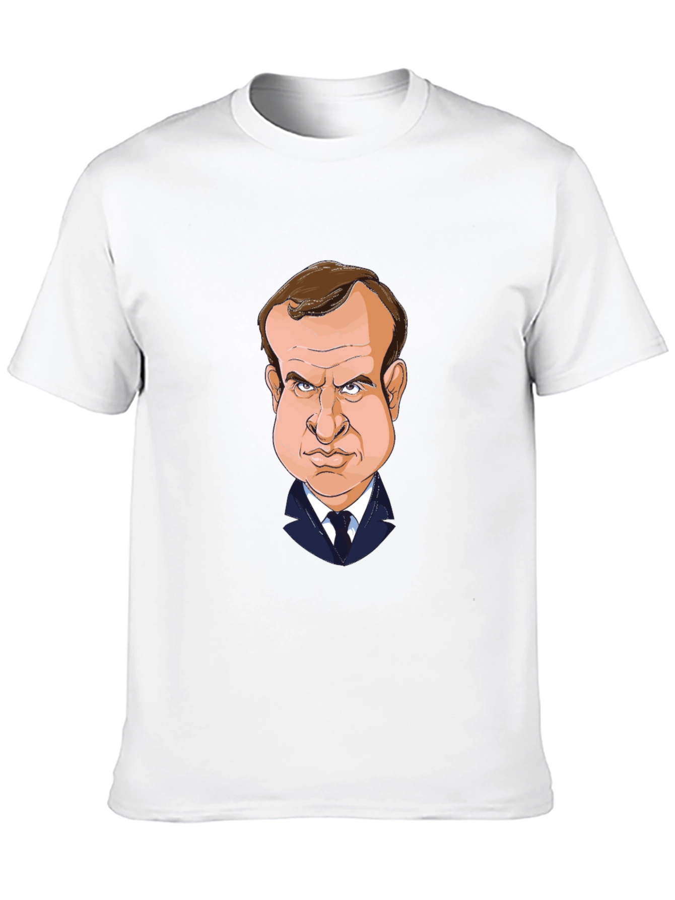 Macron Caricature T-Shirt - Black Cotton Tee