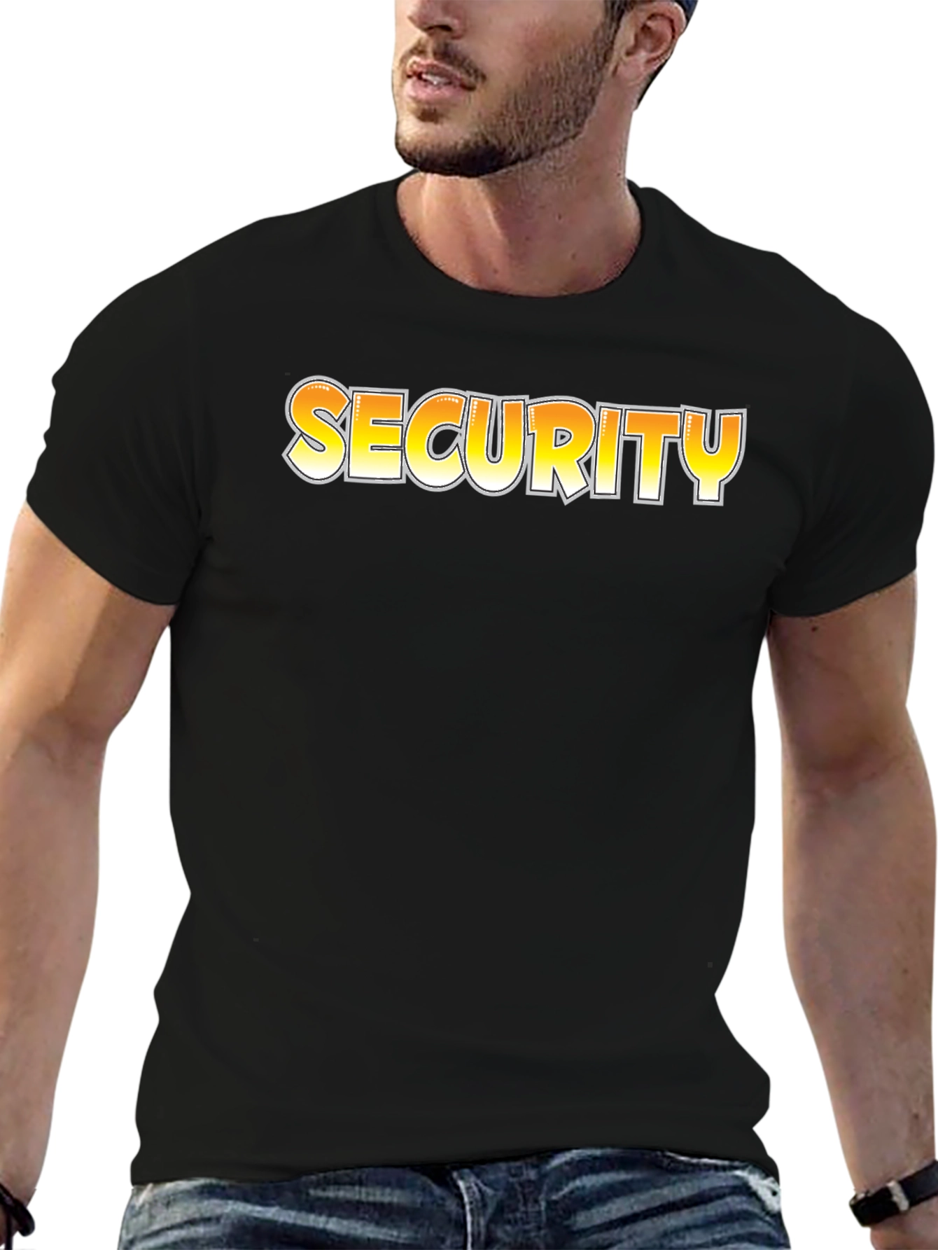 Security Graphic Tee - Black Cotton T-Shirt