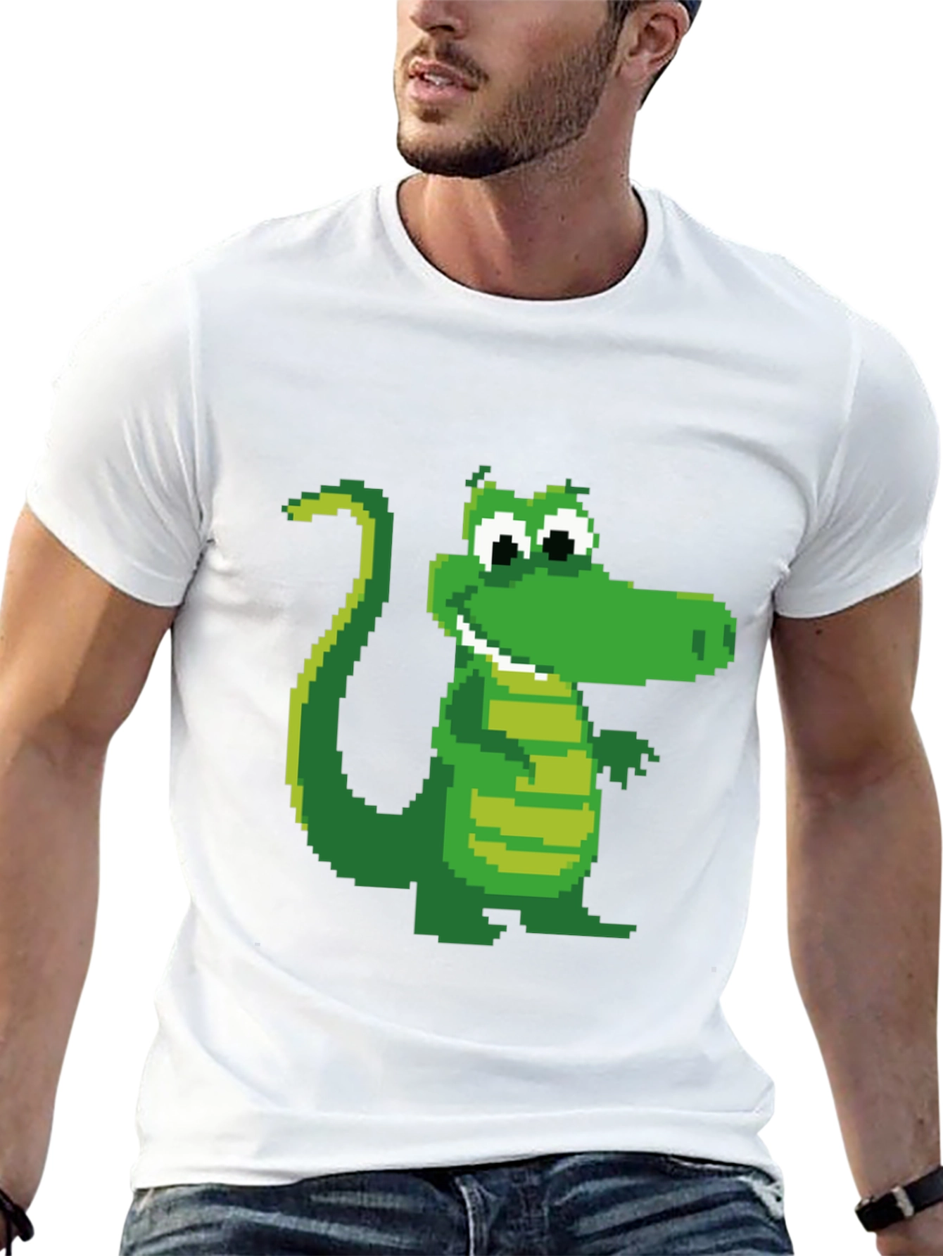 Pixel Crocodile Black T-Shirt