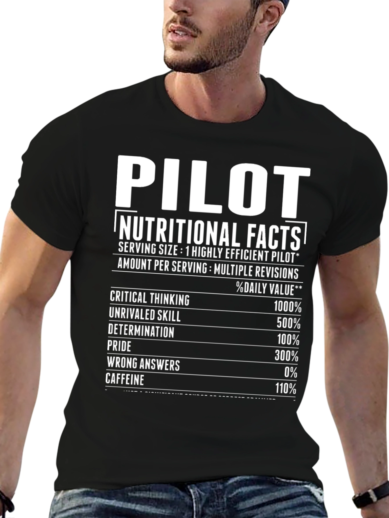 Pilot Nutritional Facts Novelty Graphic T-Shirt