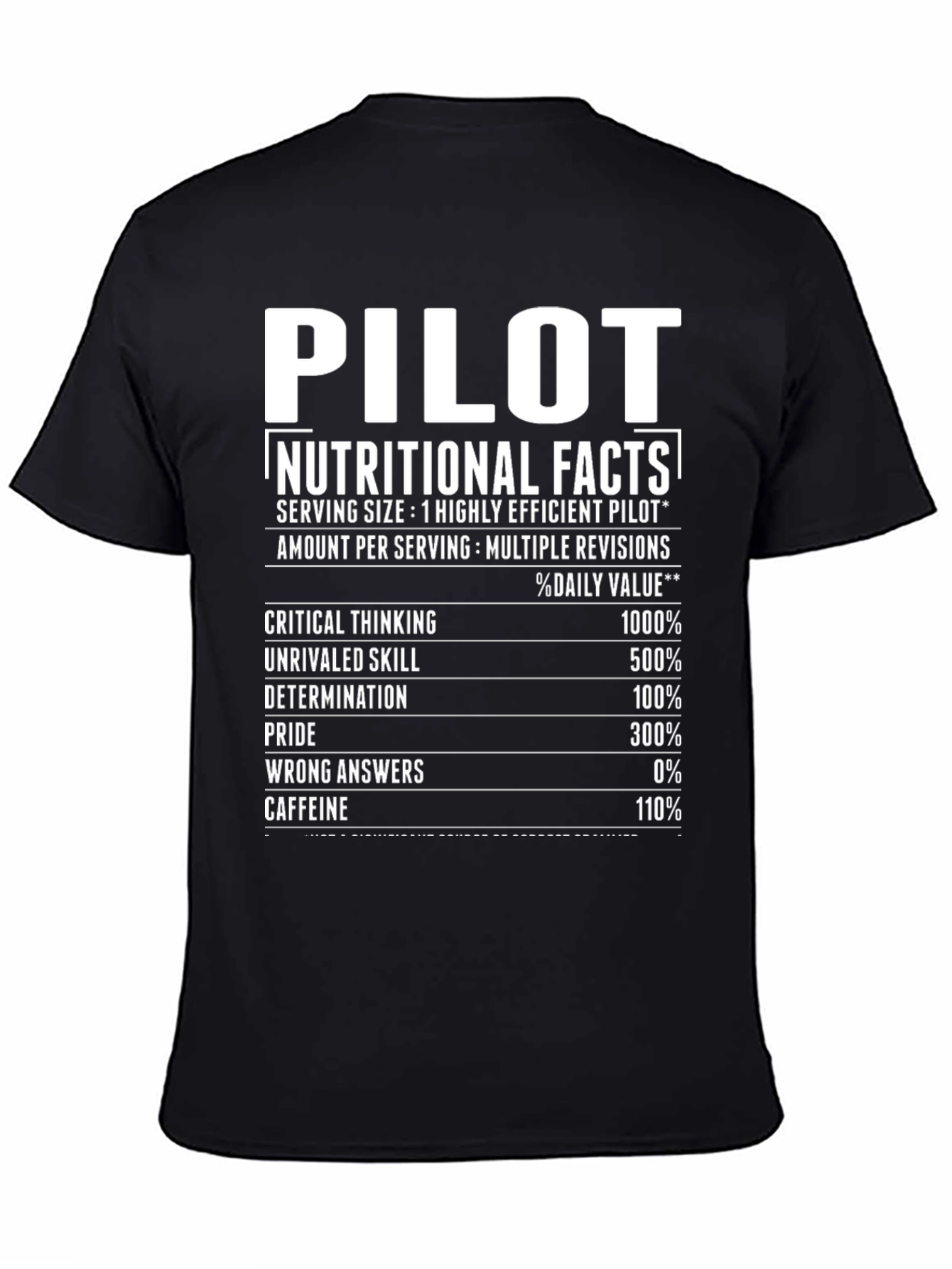 Pilot Nutritional Facts Novelty Graphic T-Shirt
