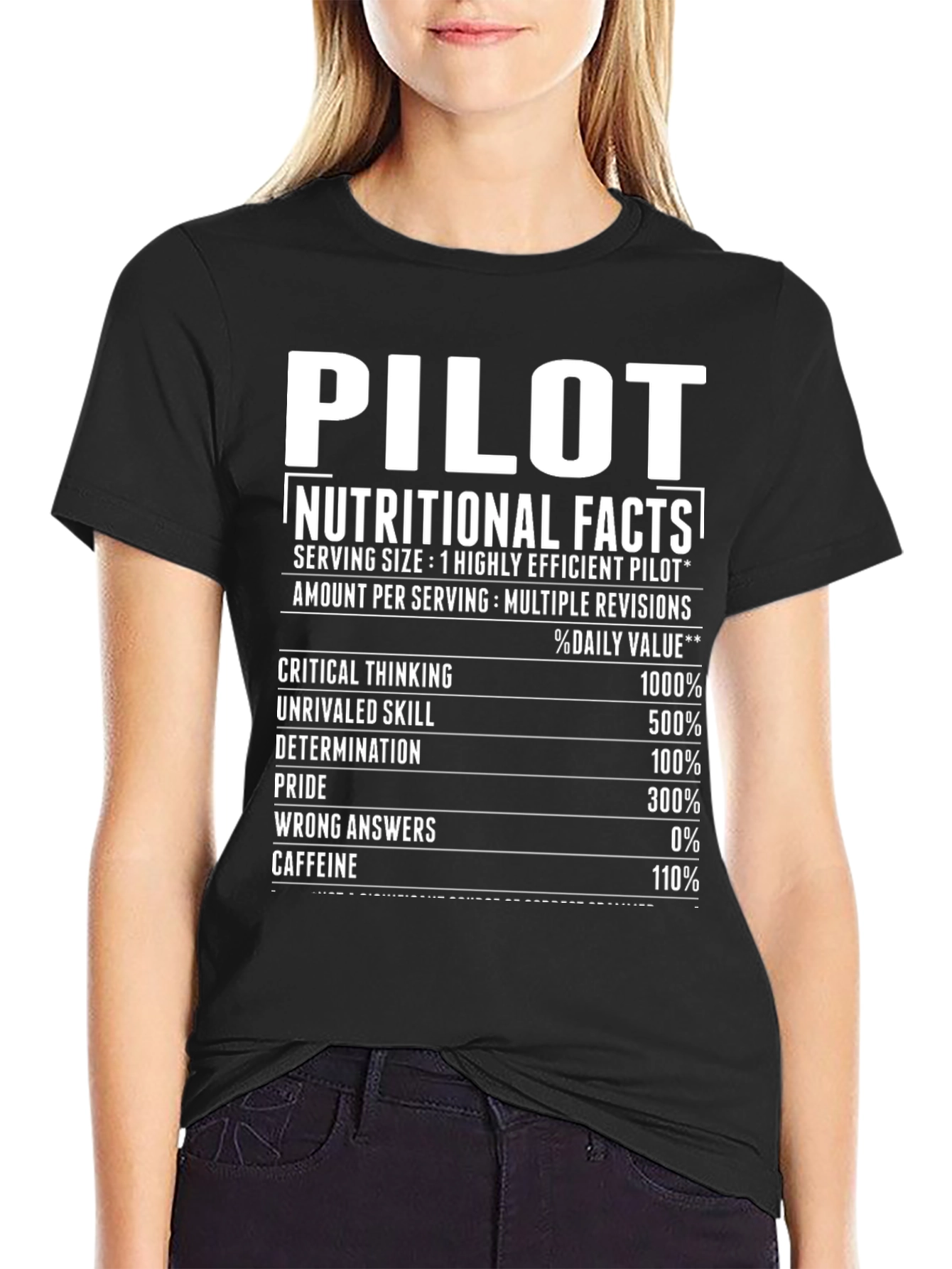 Pilot Nutritional Facts Novelty Graphic T-Shirt