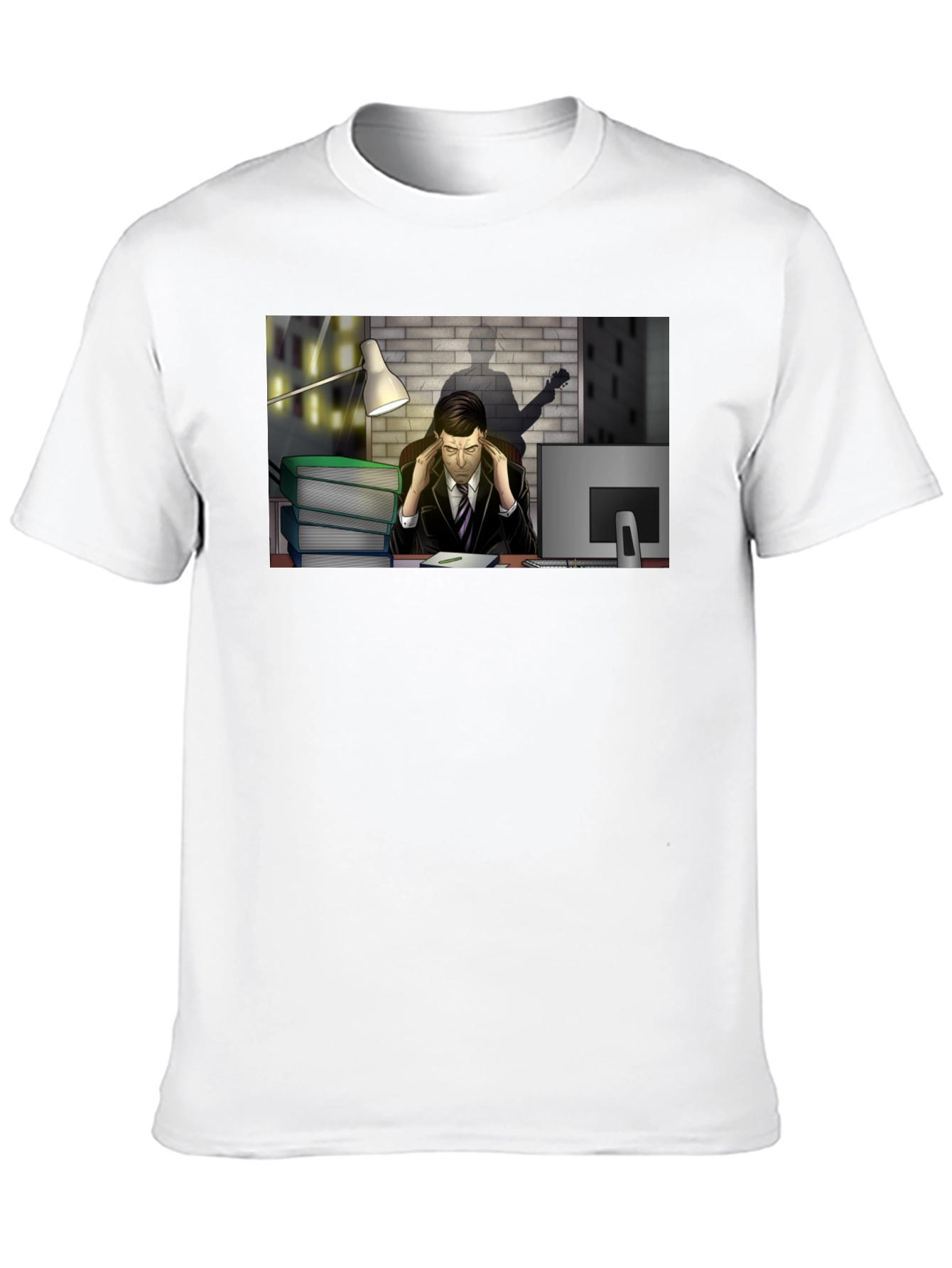 Stressed Man at Desk Graphic Tee
