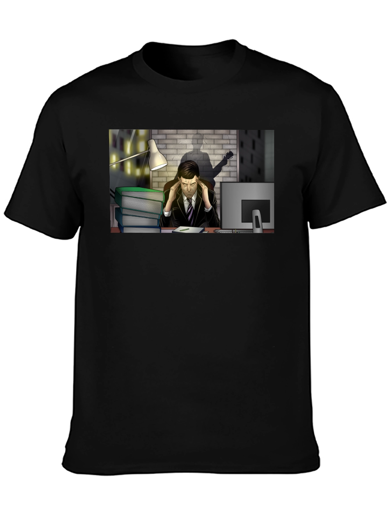 Stressed Man at Desk Graphic Tee