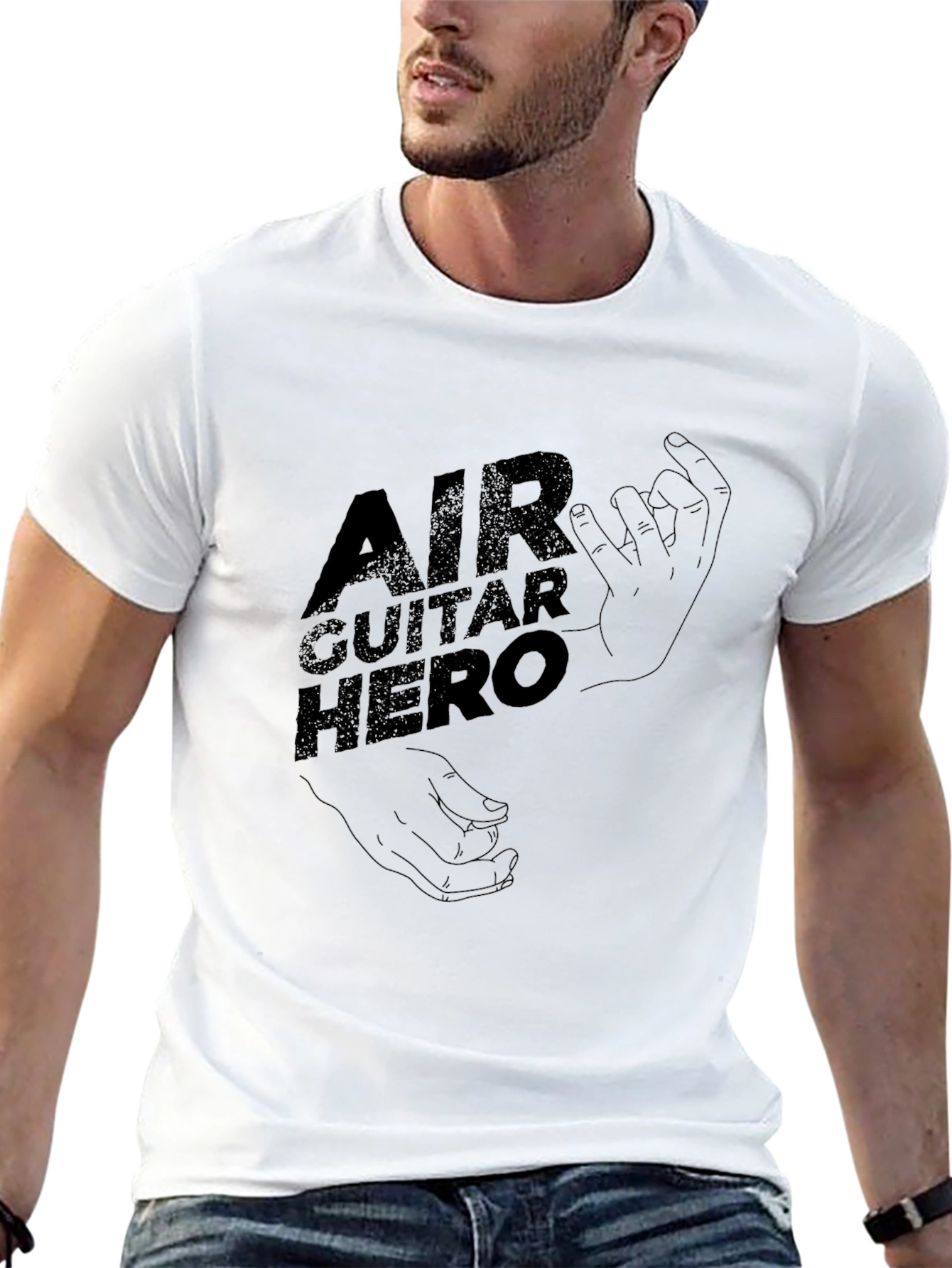 Air Guitar Hero Black Tee - Music Fan