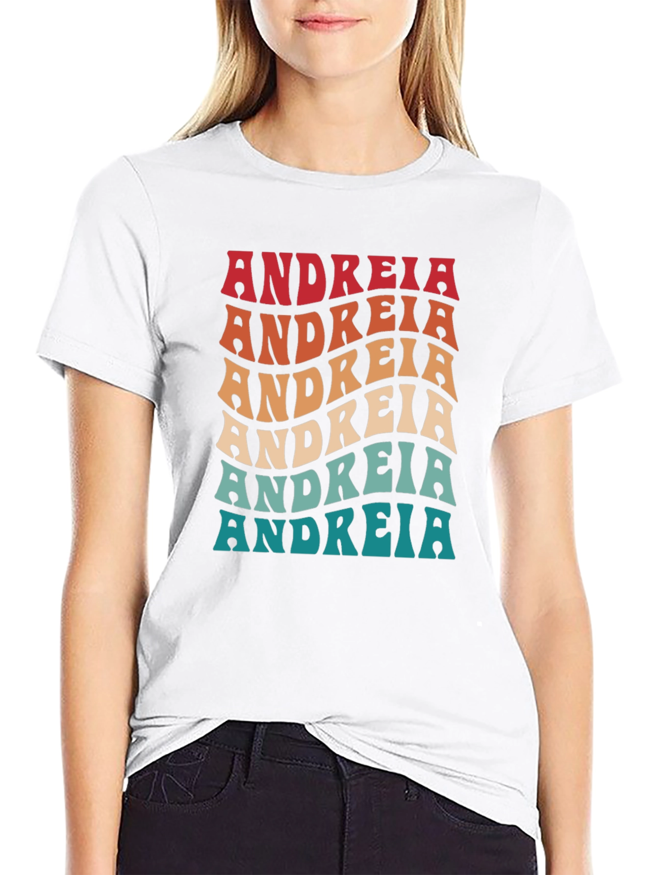 Andreia Retro Wavy Text T-Shirt