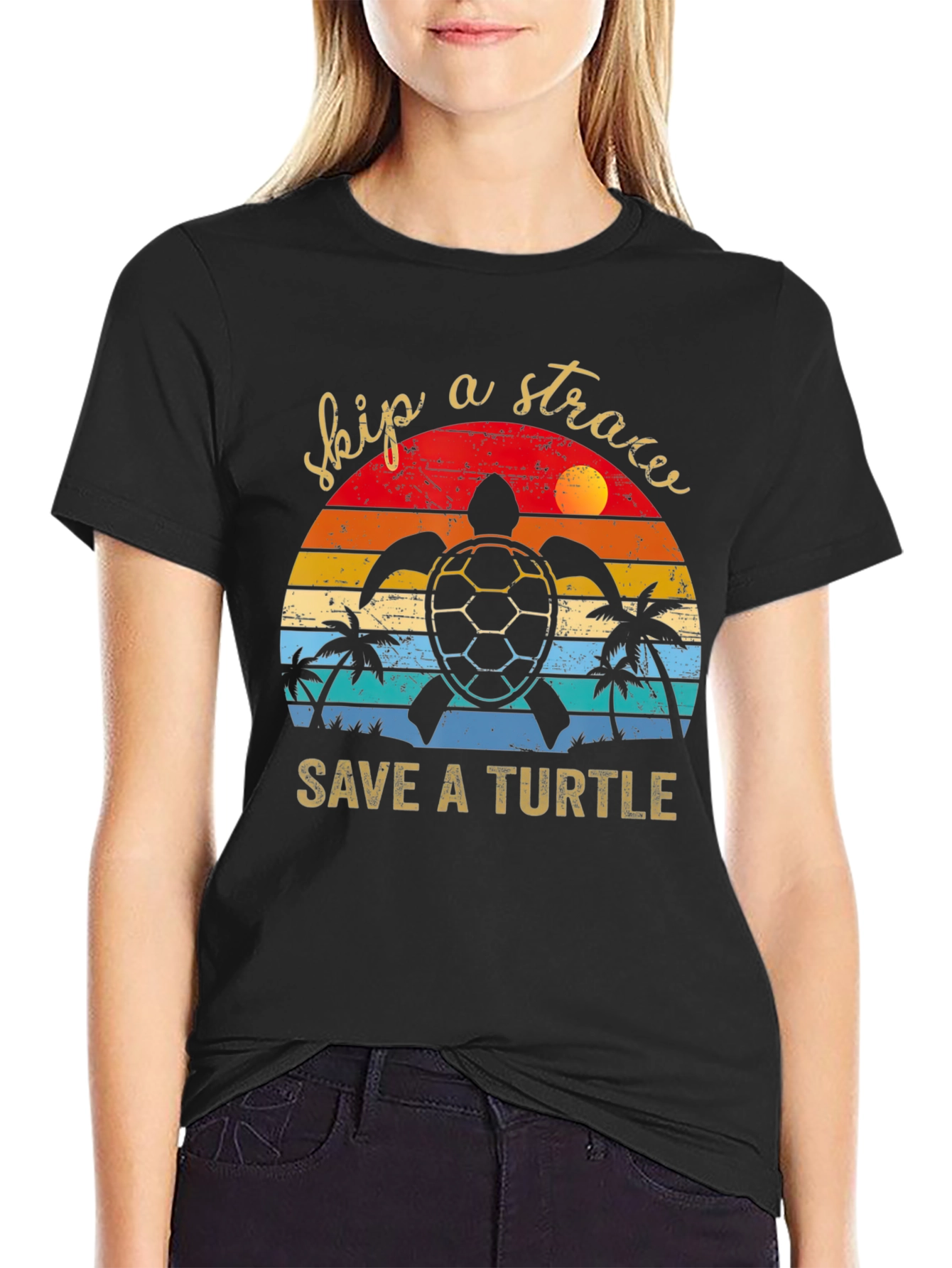 Skip A Straw Save A Turtle T-Shirt