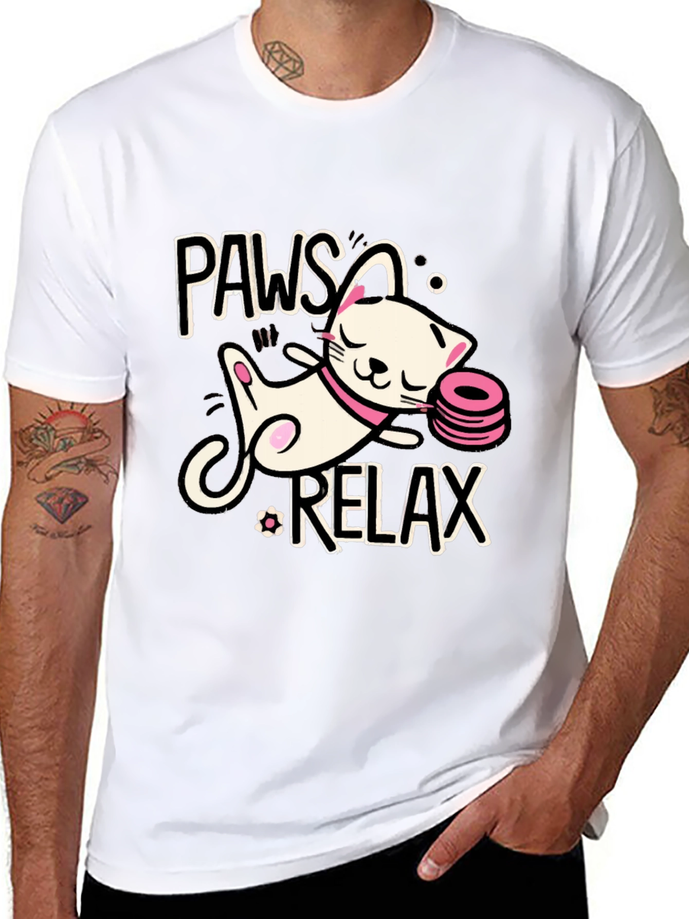 Paws and Relax Cat Graphic T-Shirt