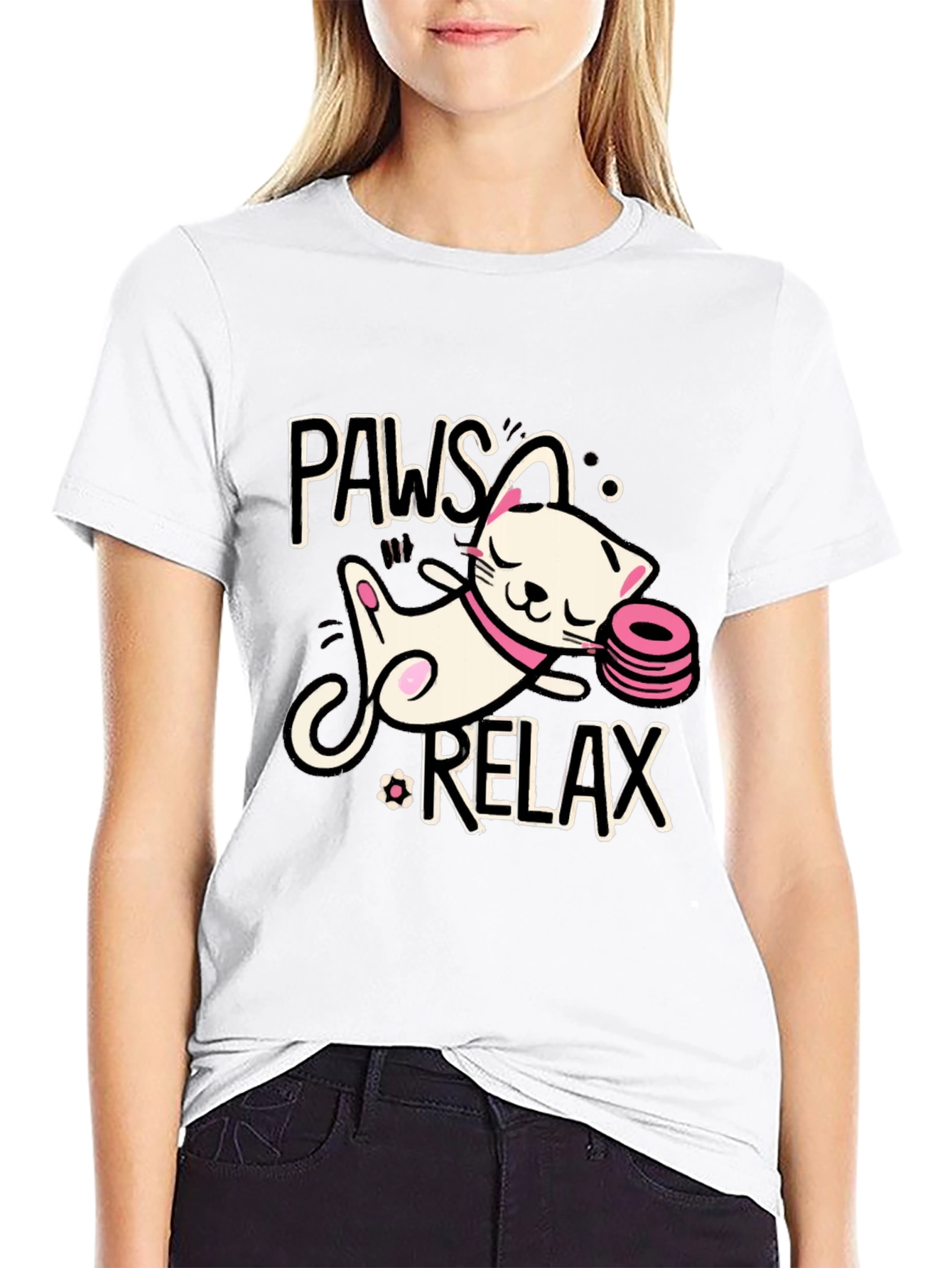 Paws and Relax Cat Graphic T-Shirt