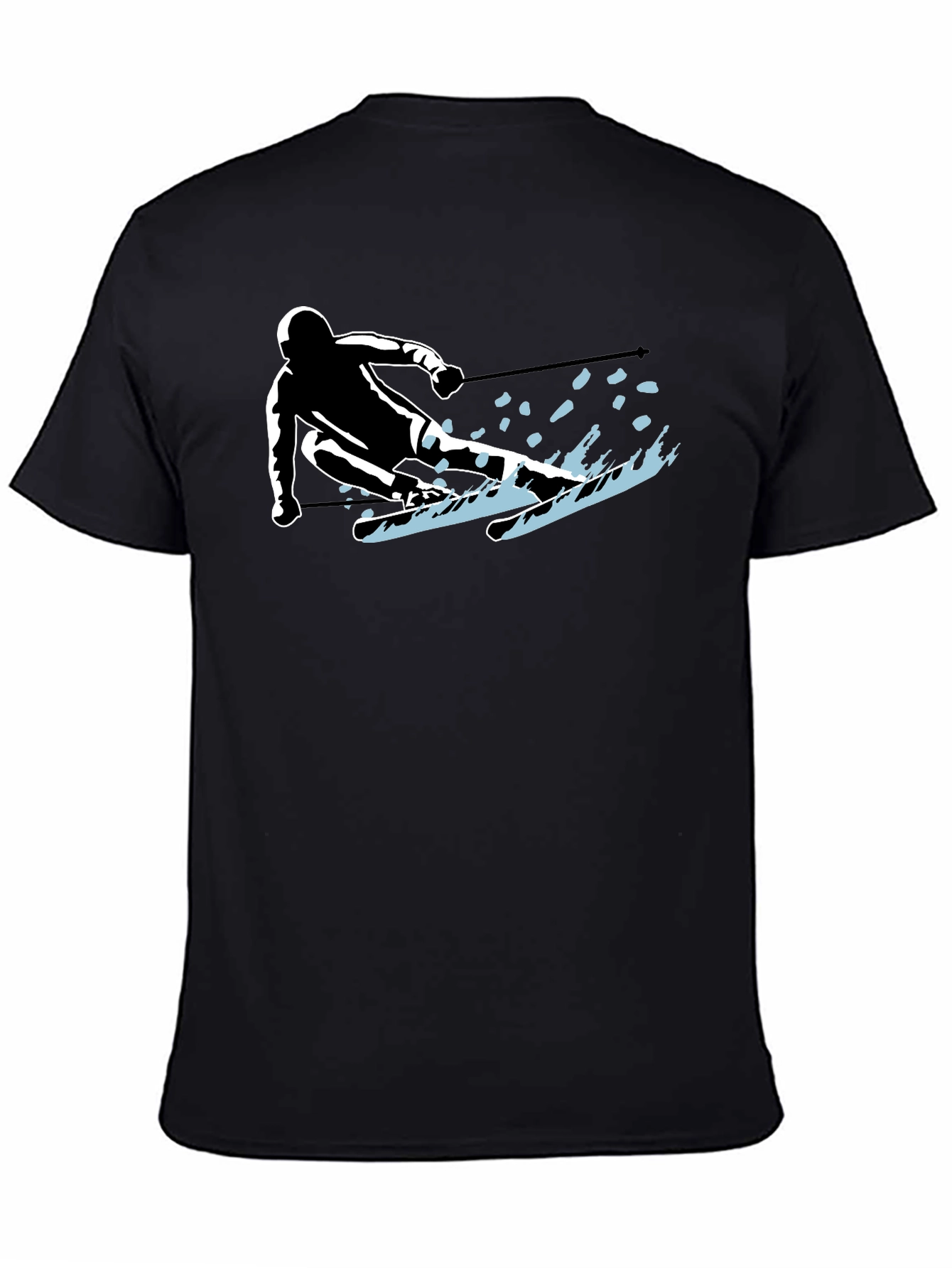 Skiing Silhouette Graphic Tee - Sporty Black T-Shirt