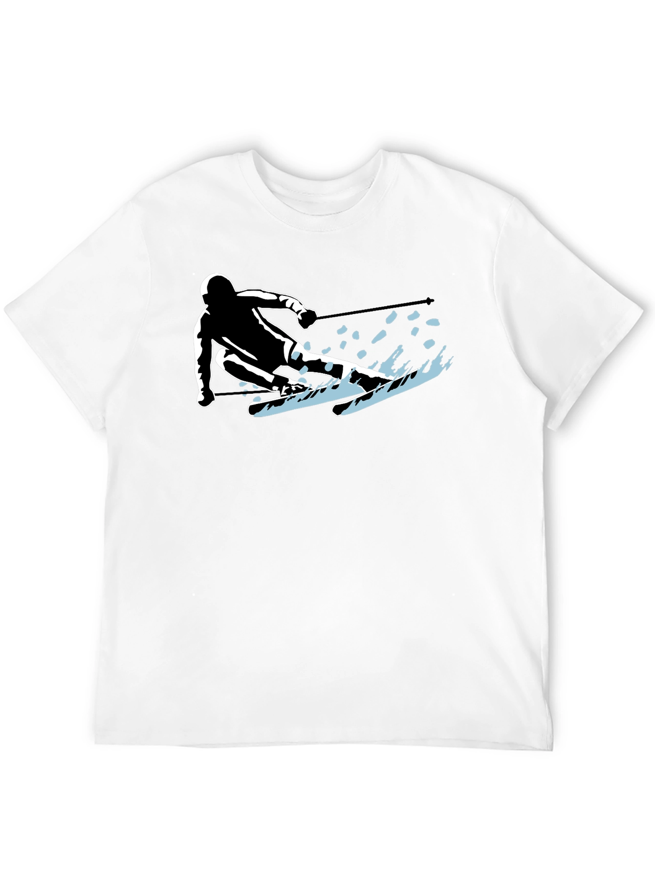 Skiing Silhouette Graphic Tee - Sporty Black T-Shirt