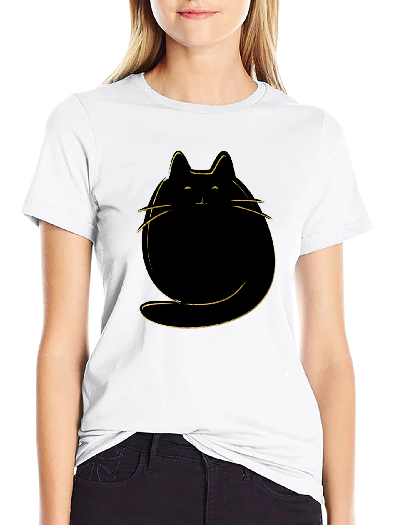 Cute Cat Graphic T-Shirt - Mens Black Tee