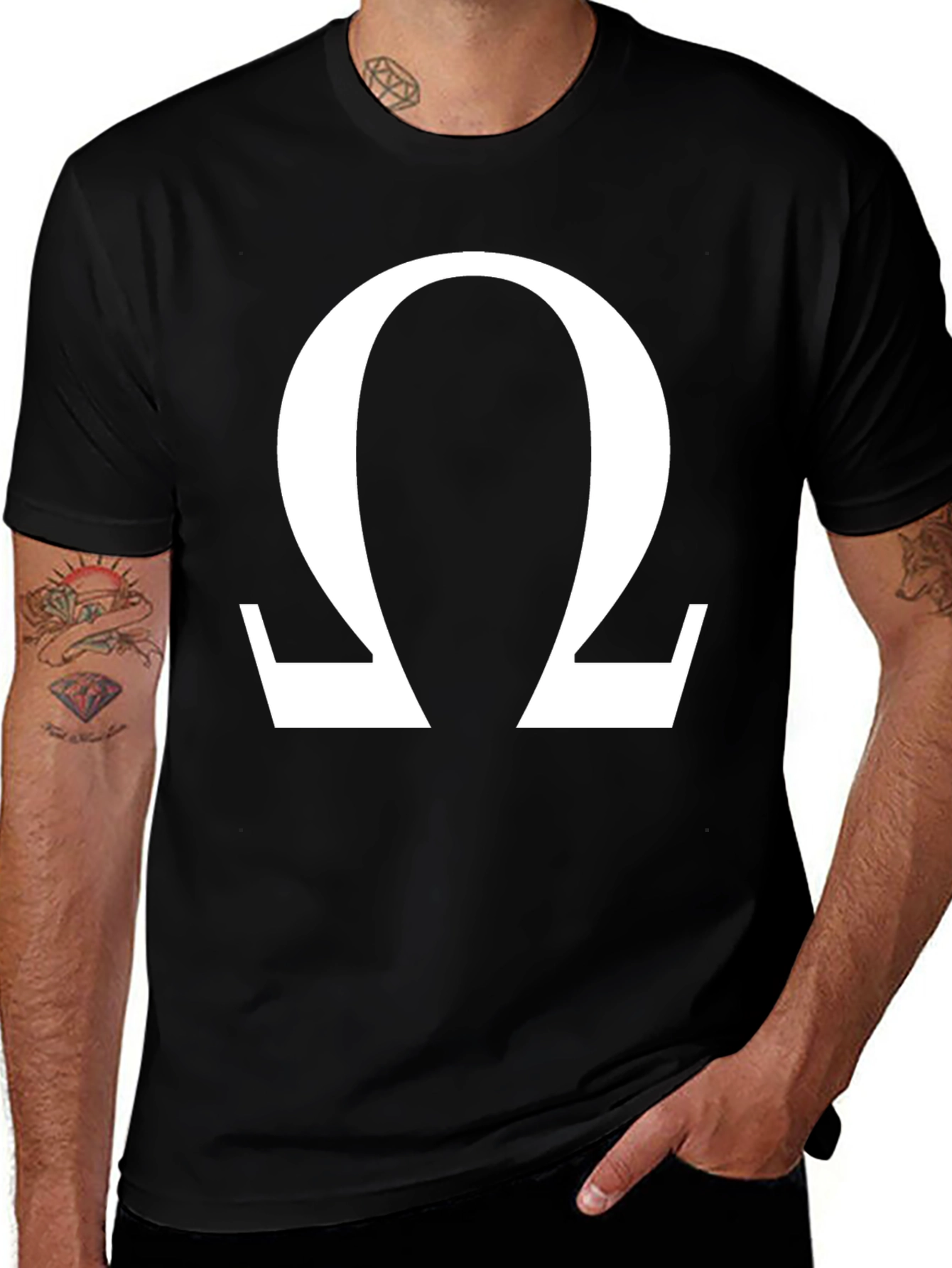 Omega Symbol Graphic Tee - Classic Black T-Shirt