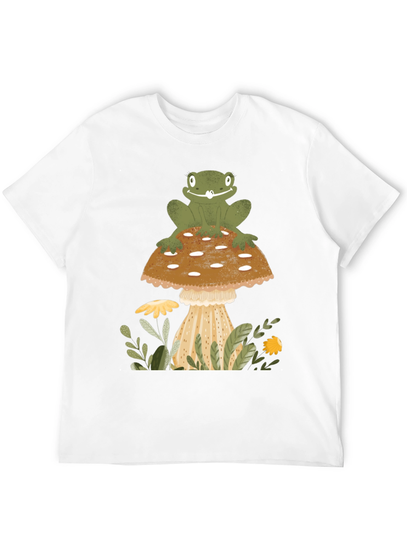 Frog on Mushroom Graphic Tee - Nature Lover Shirt