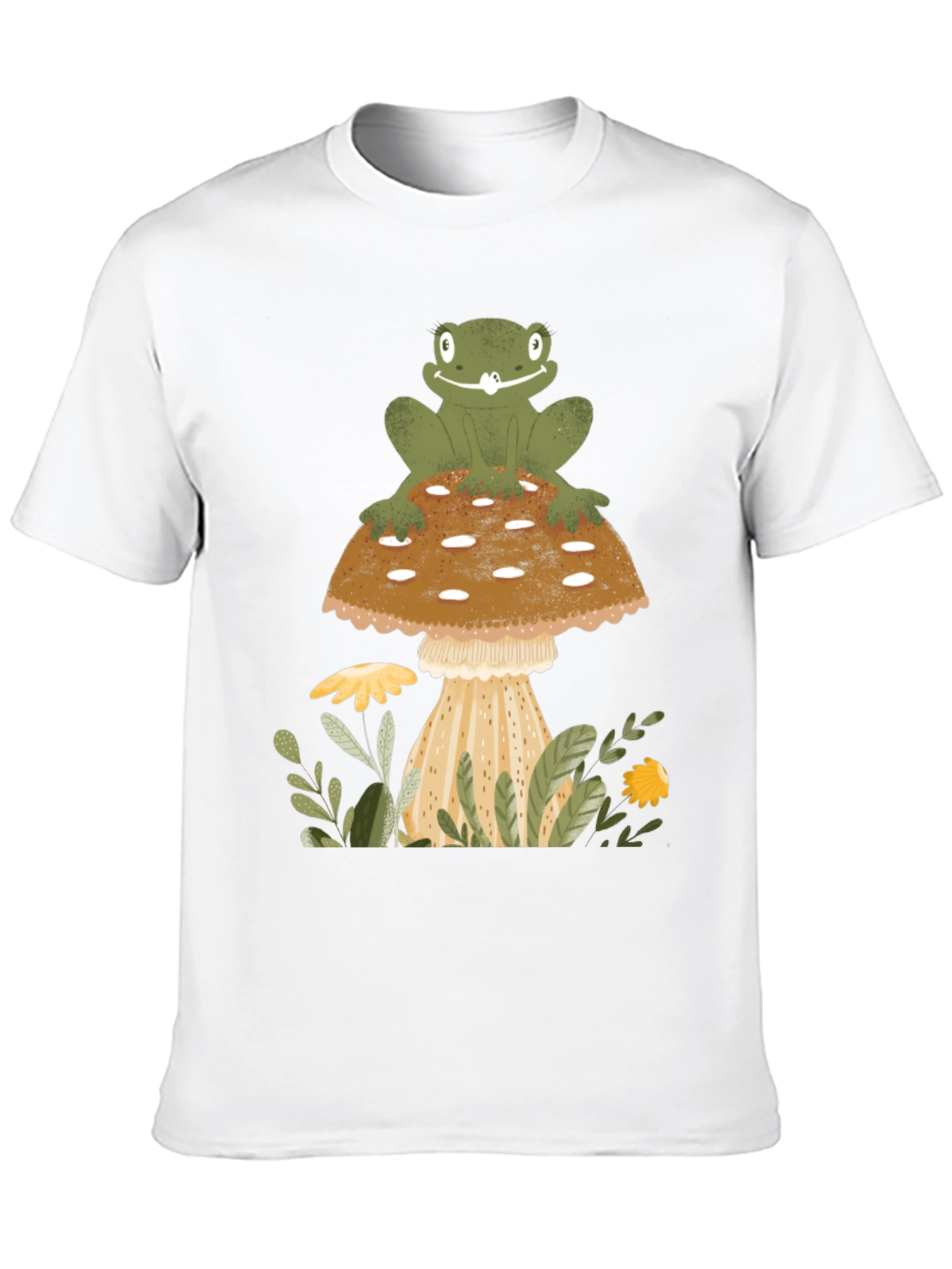Frog on Mushroom Graphic Tee - Nature Lover Shirt