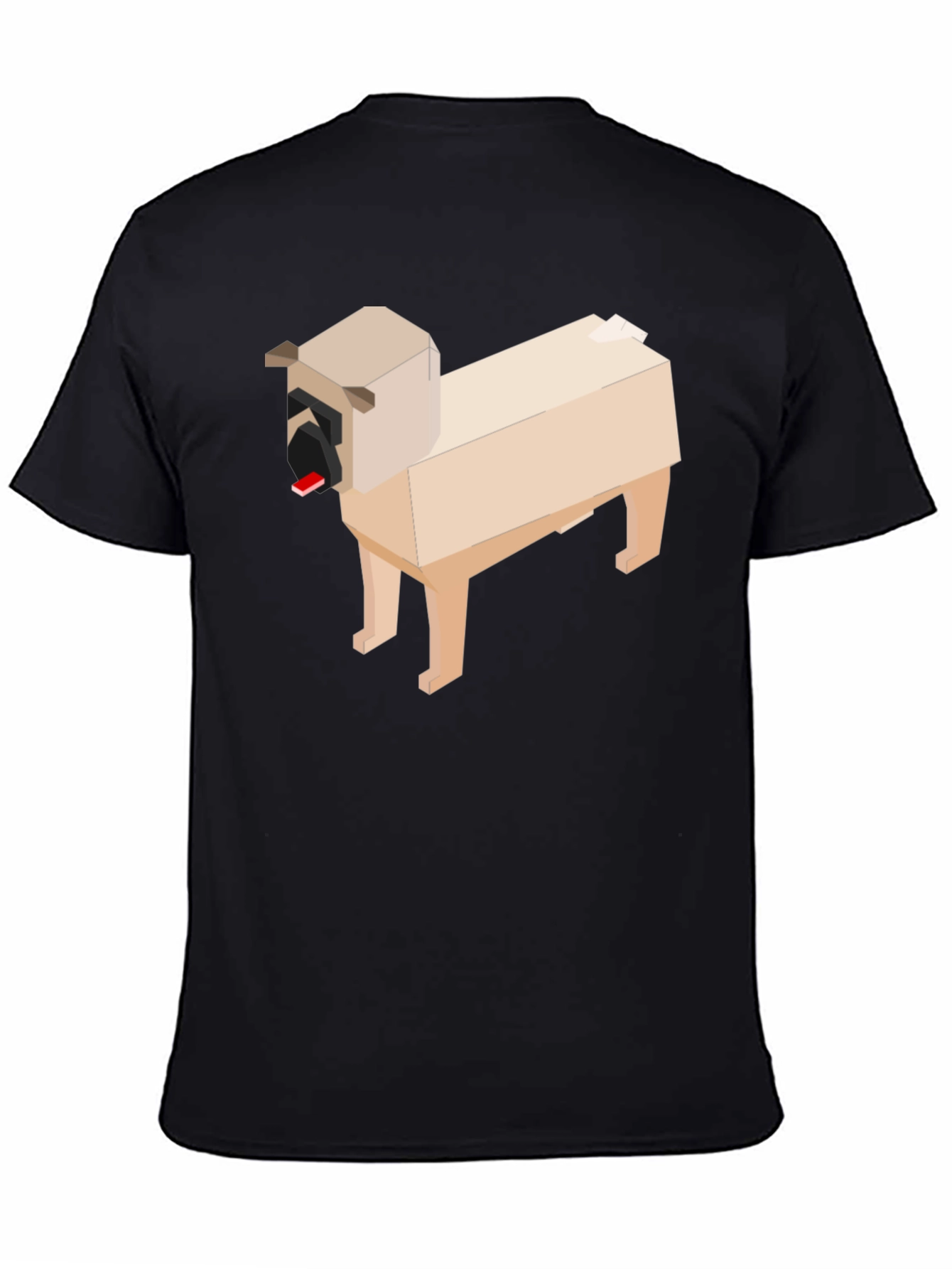 Pixel Art Pug Graphic Tee - Black Cotton