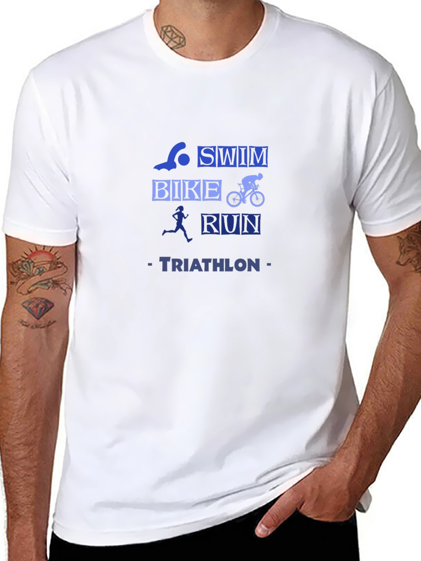 Triathlon T-Shirt: Swim Bike Run Black