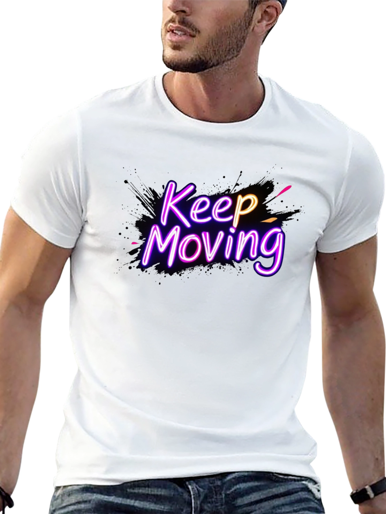 Keep Moving Graphic Tee - Neon Design