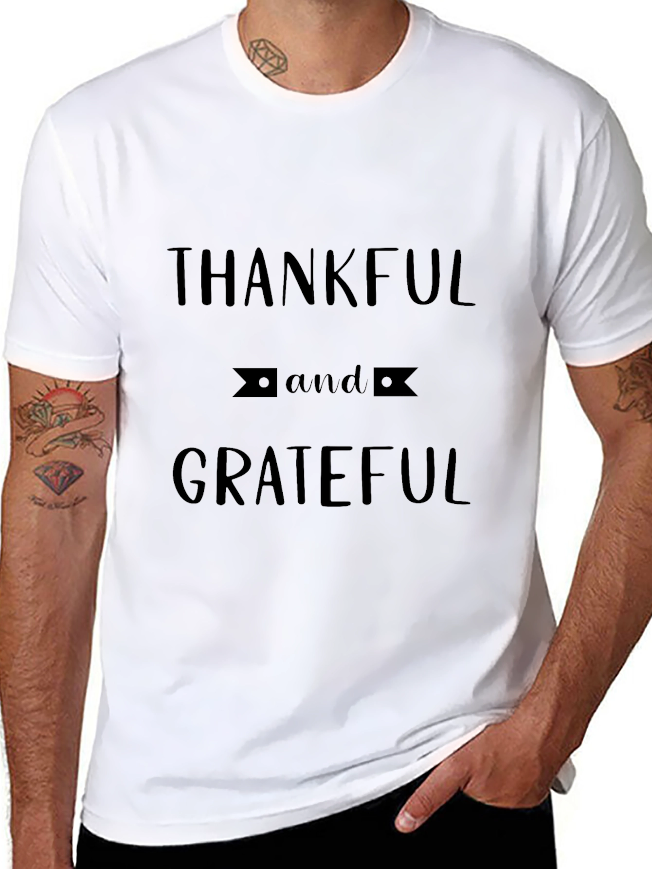 Thankful & Grateful Black Graphic T-Shirt