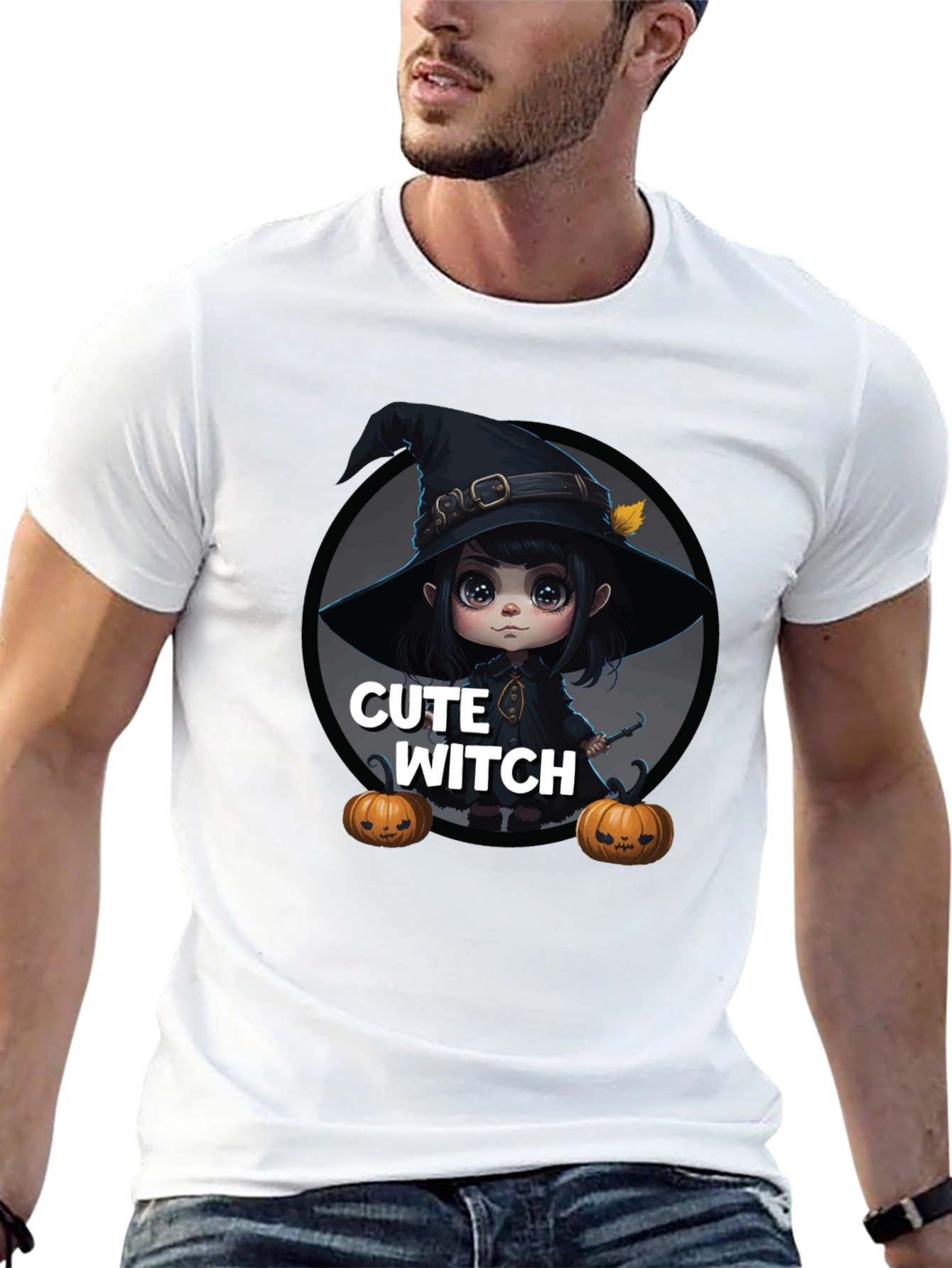 Cute Witch Graphic Tee - Halloween Apparel