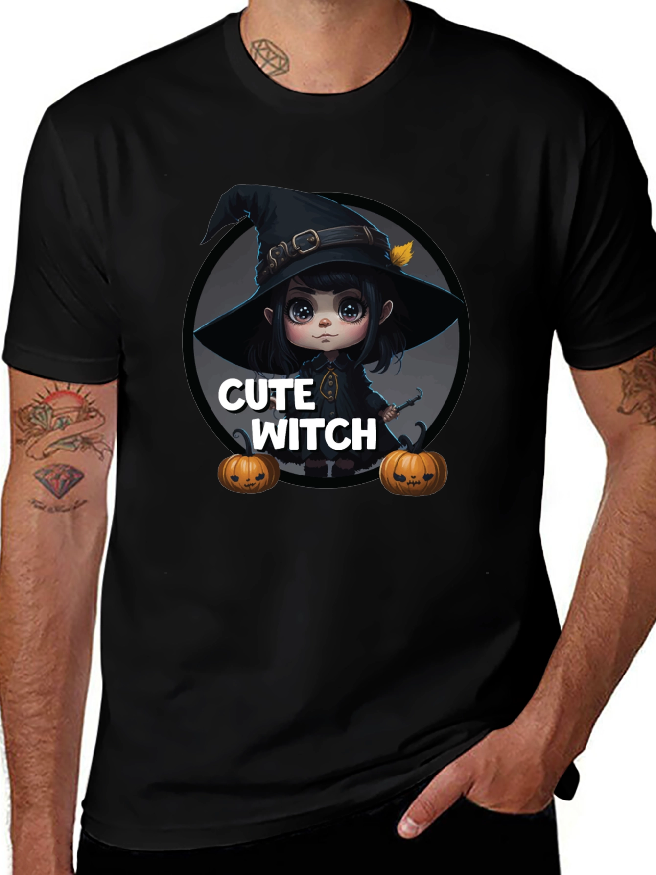Cute Witch Graphic Tee - Halloween Apparel