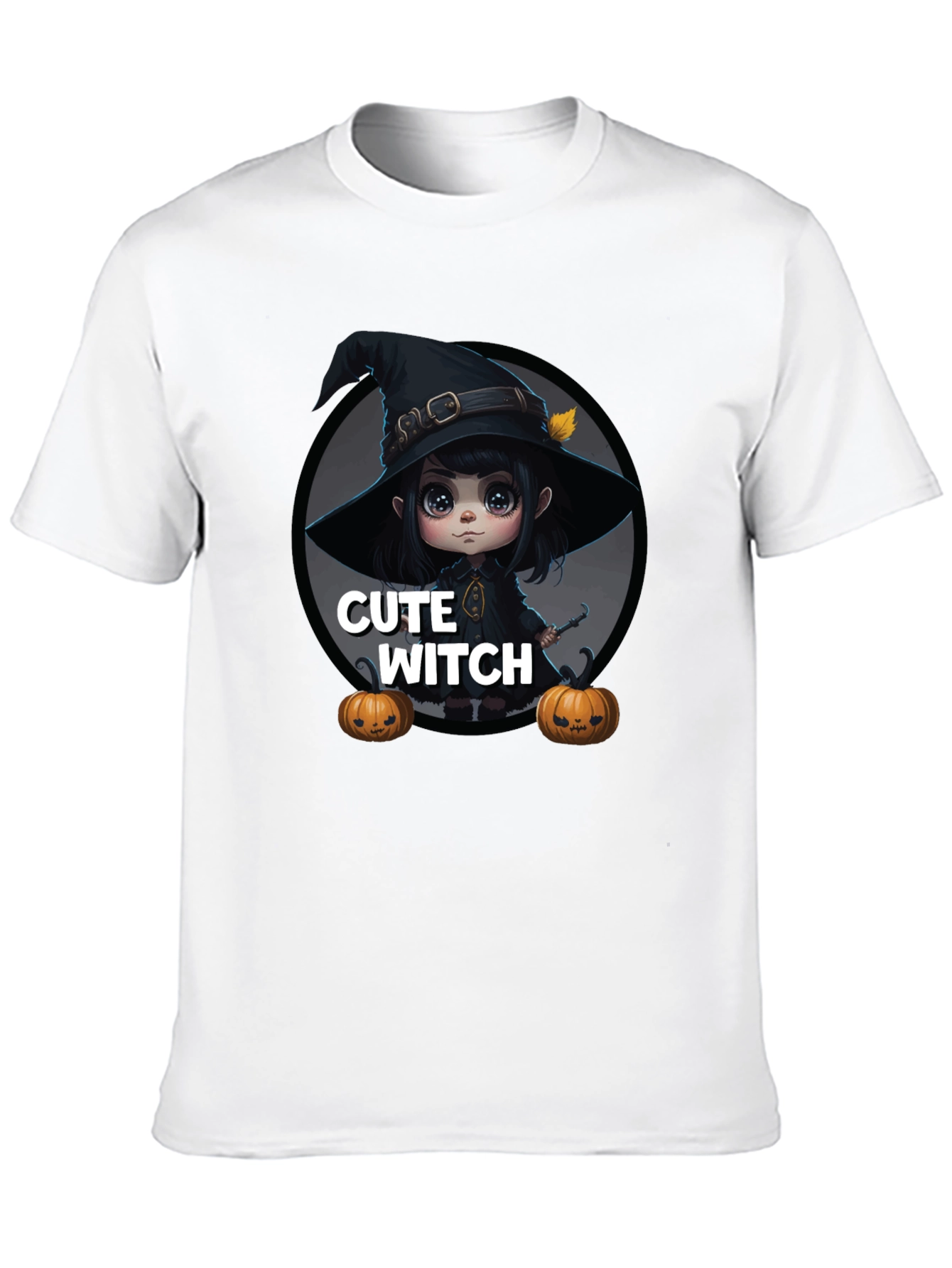Cute Witch Graphic Tee - Halloween Apparel