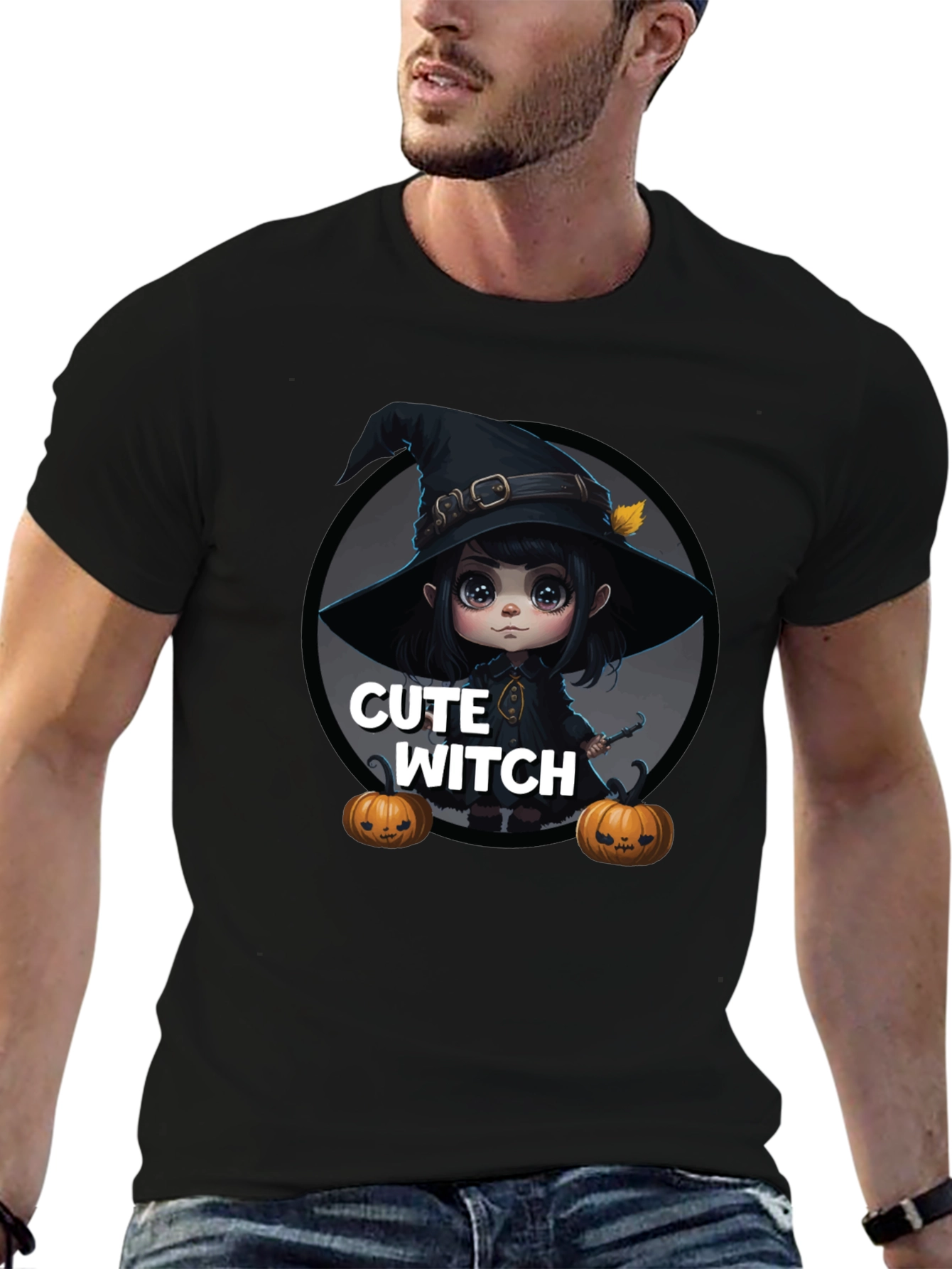 Cute Witch Graphic Tee - Halloween Apparel